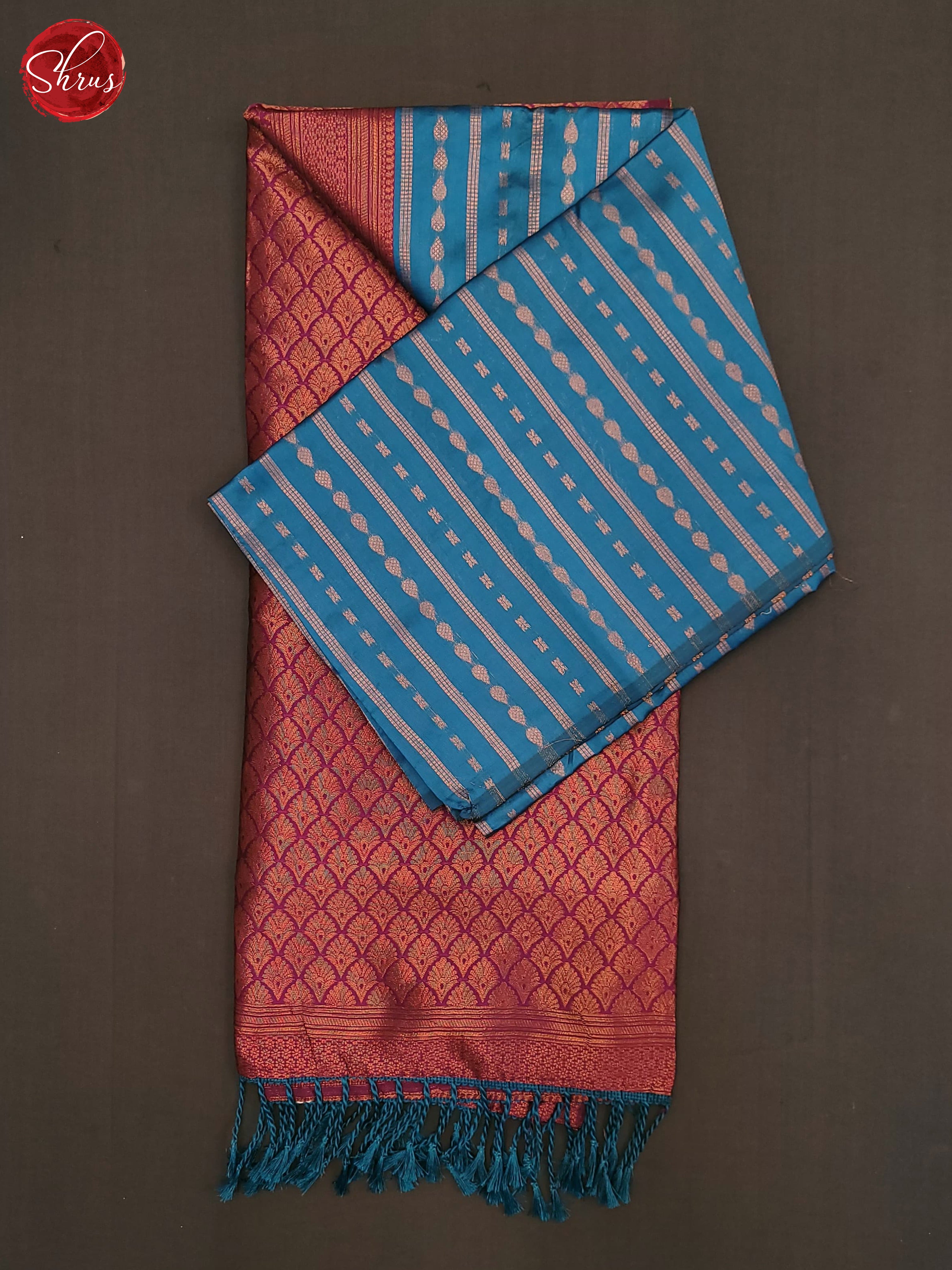 Blue & Pink - Semi Softsilk Saree - Shop on ShrusEternity.com