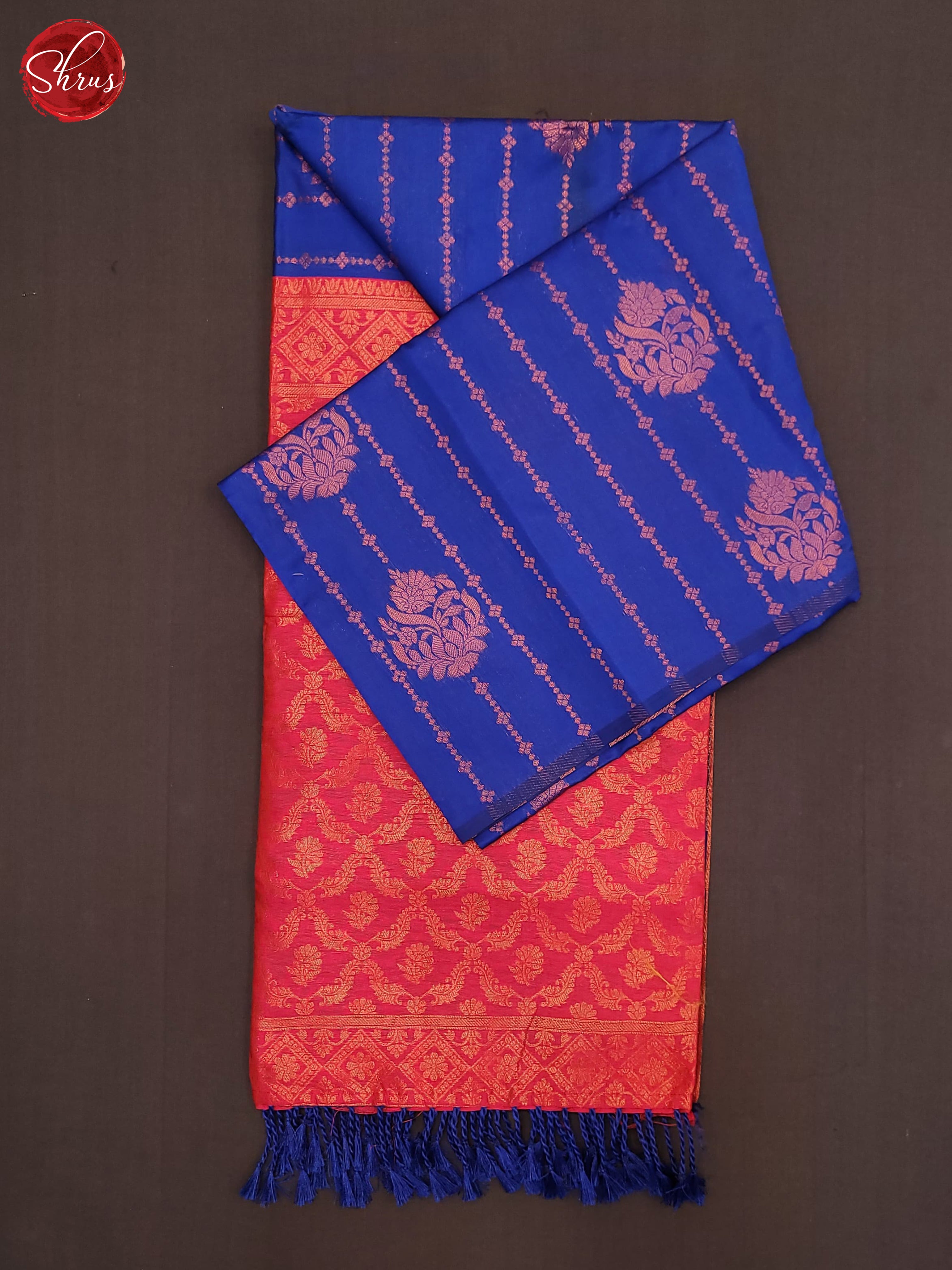 Blue & Pink- Semi Softsilk Saree - Shop on ShrusEternity.com