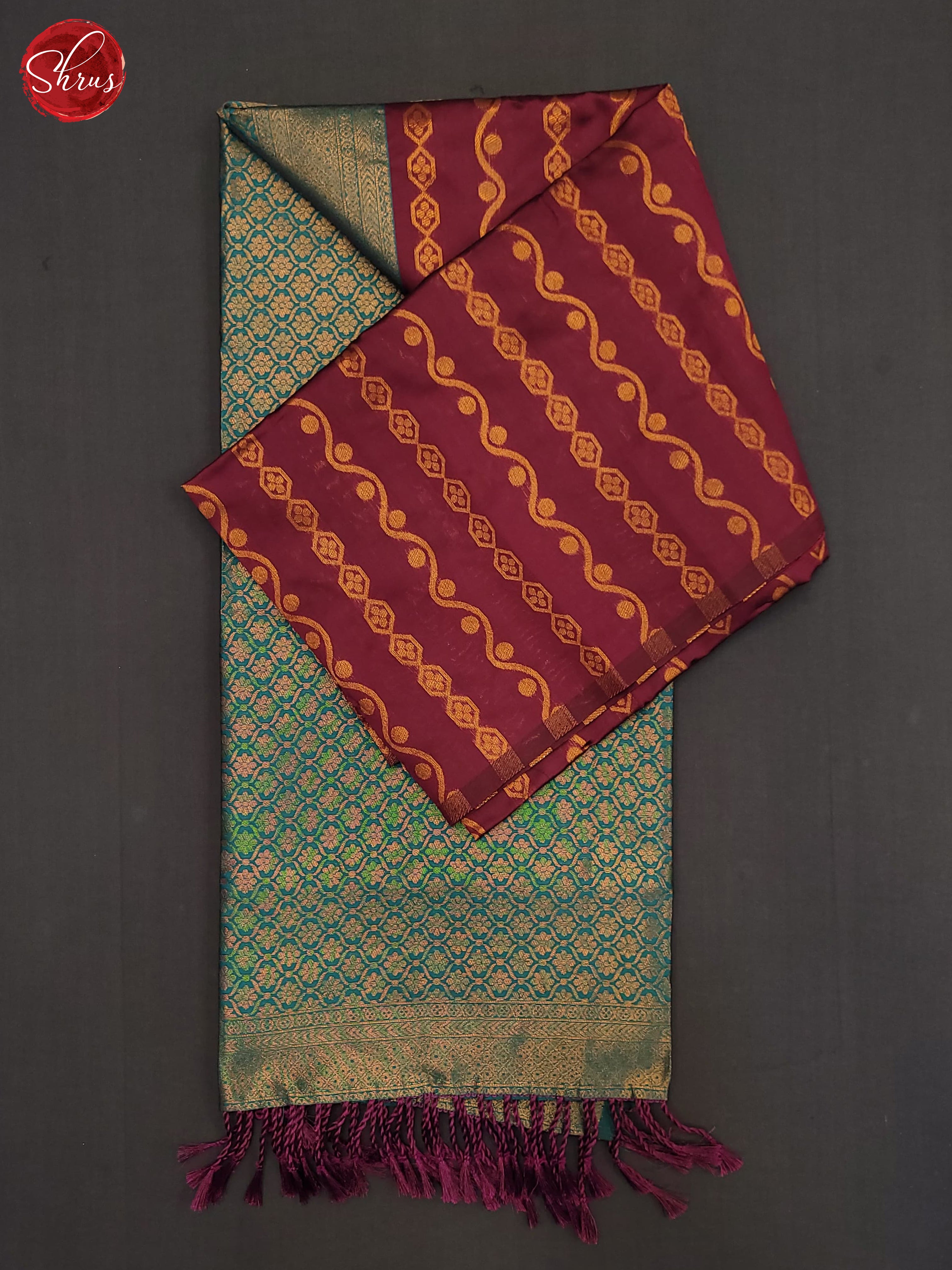 Maroon & Green - Semi Softsilk Saree - Shop on ShrusEternity.com