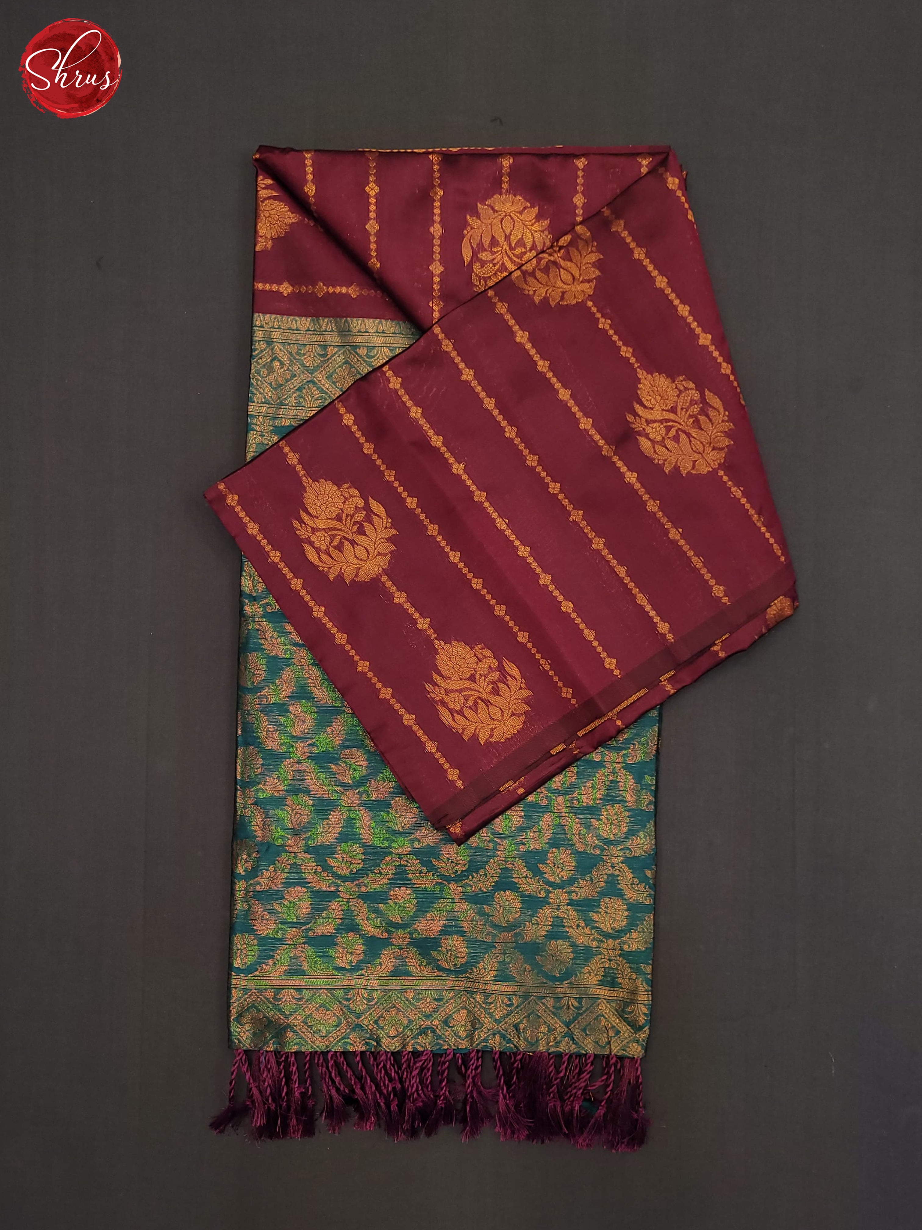 Maroon & Green - Semi Softsilk Saree - Shop on ShrusEternity.com