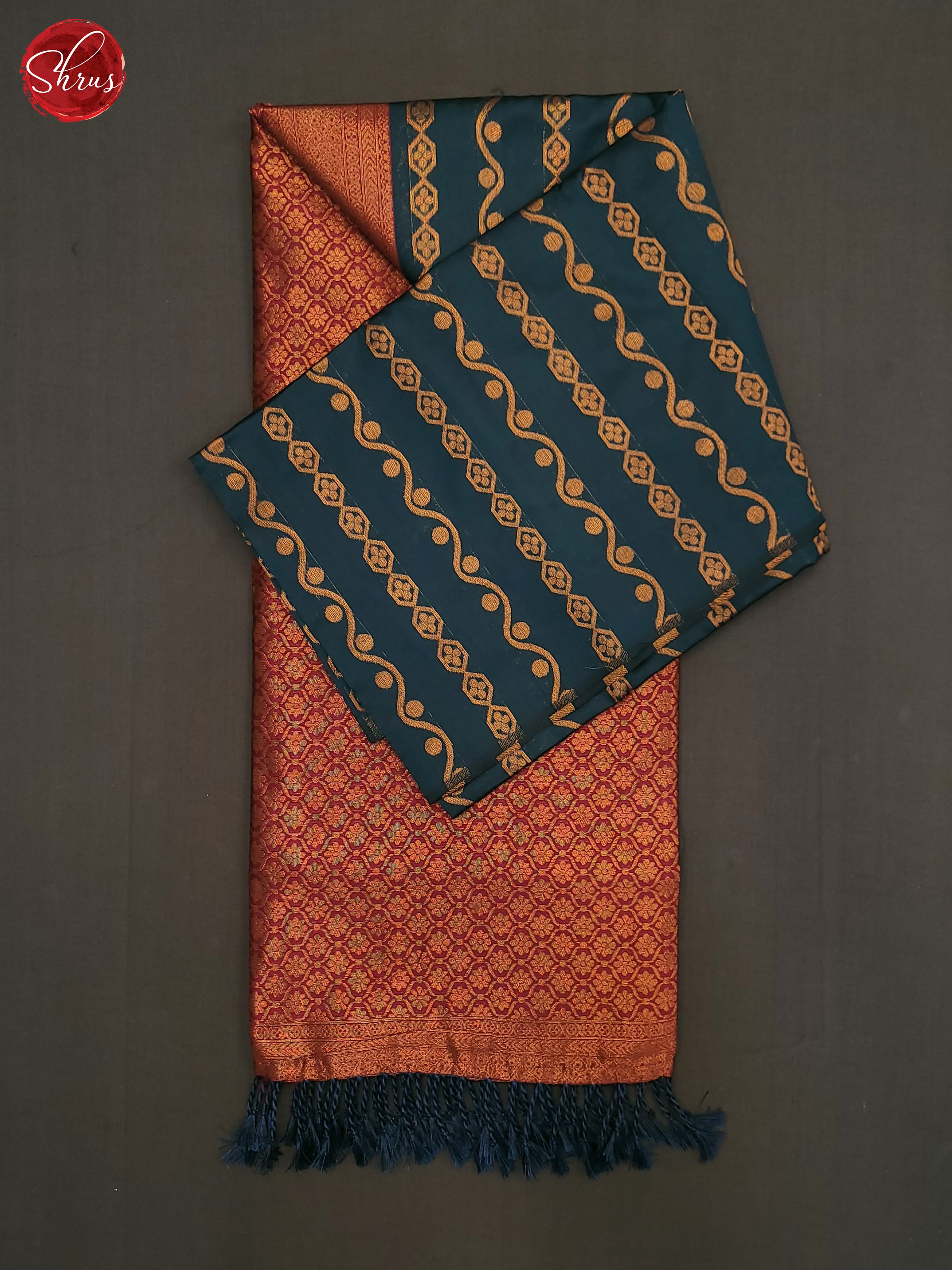 German Blue & MAroon - Semi Softsilk Saree - Shop on ShrusEternity.com