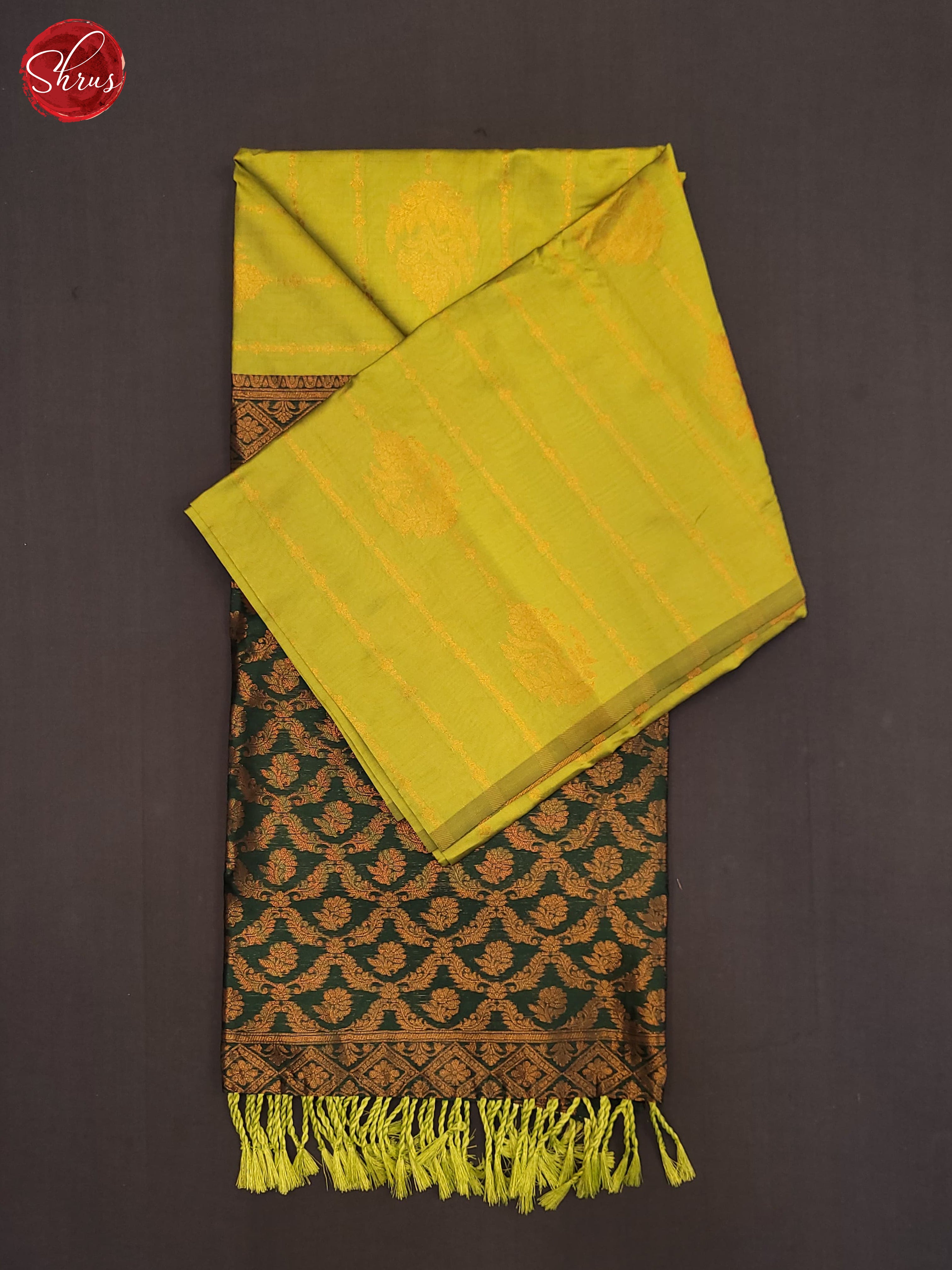 Light green & Green - Semi Softsilk Saree - Shop on ShrusEternity.com