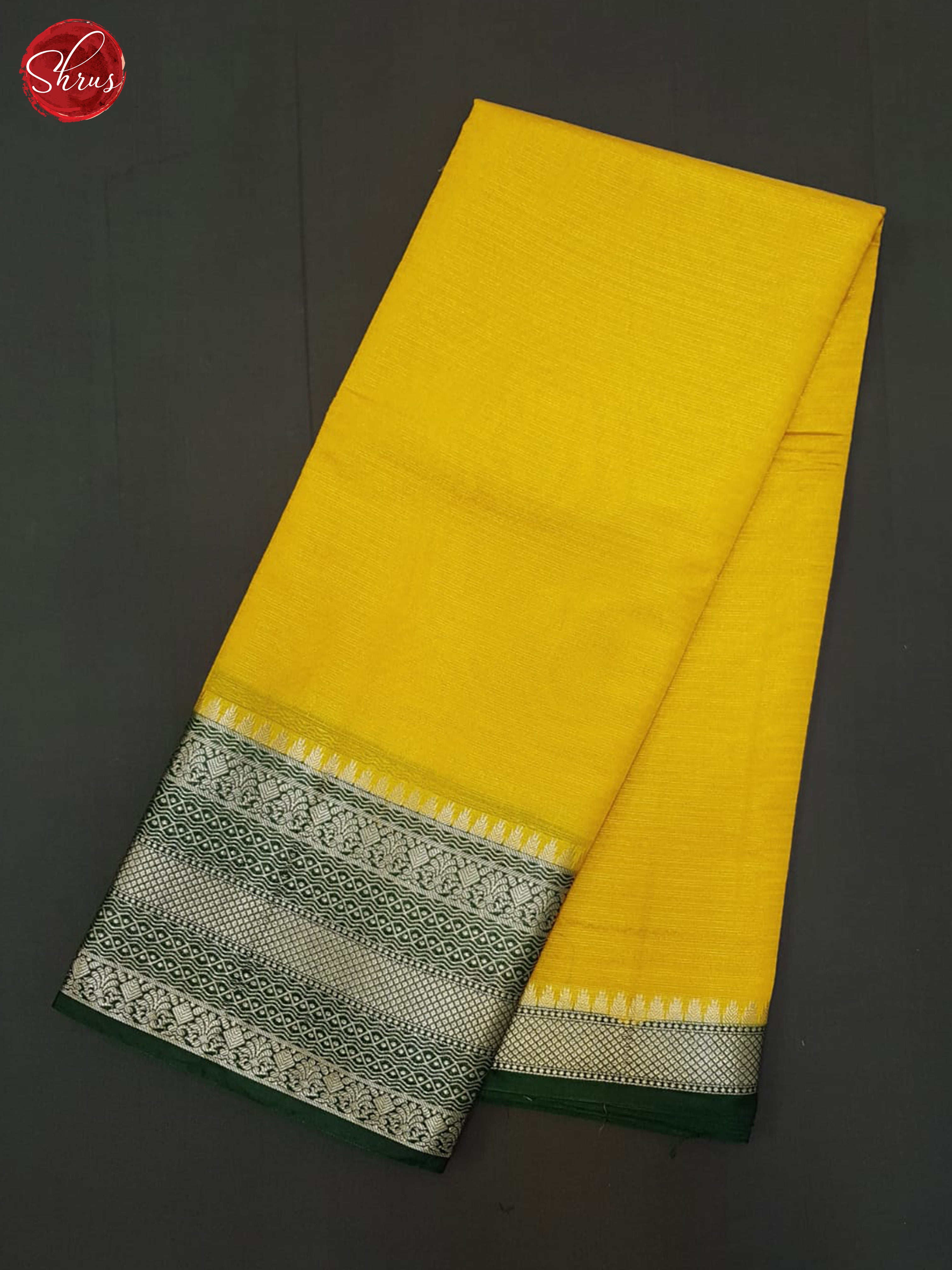 yellow and green - Semi Dupion Saree - Shop on ShrusEternity.com