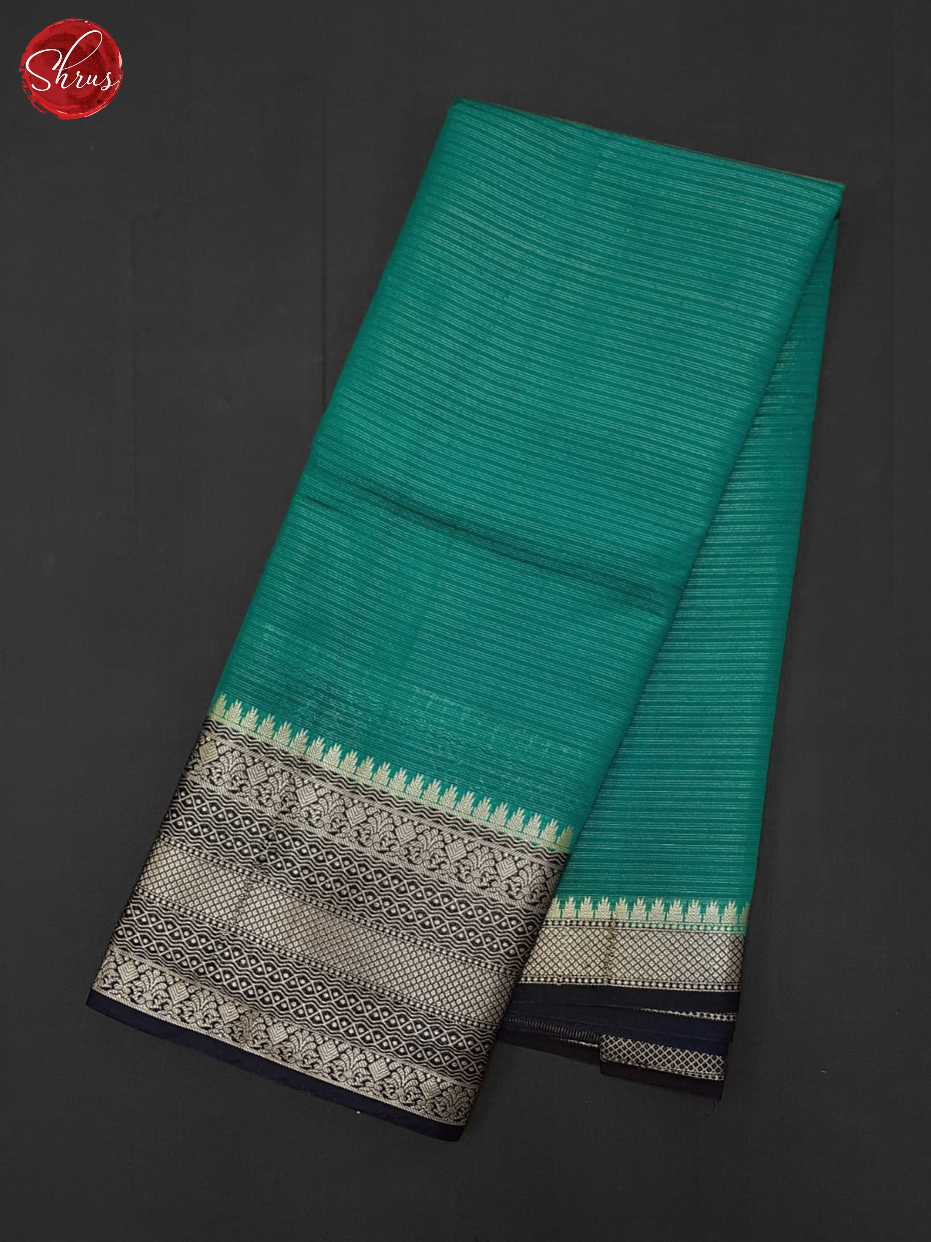 Teal  and blue  - Semi Dupion Saree - Shop on ShrusEternity.com