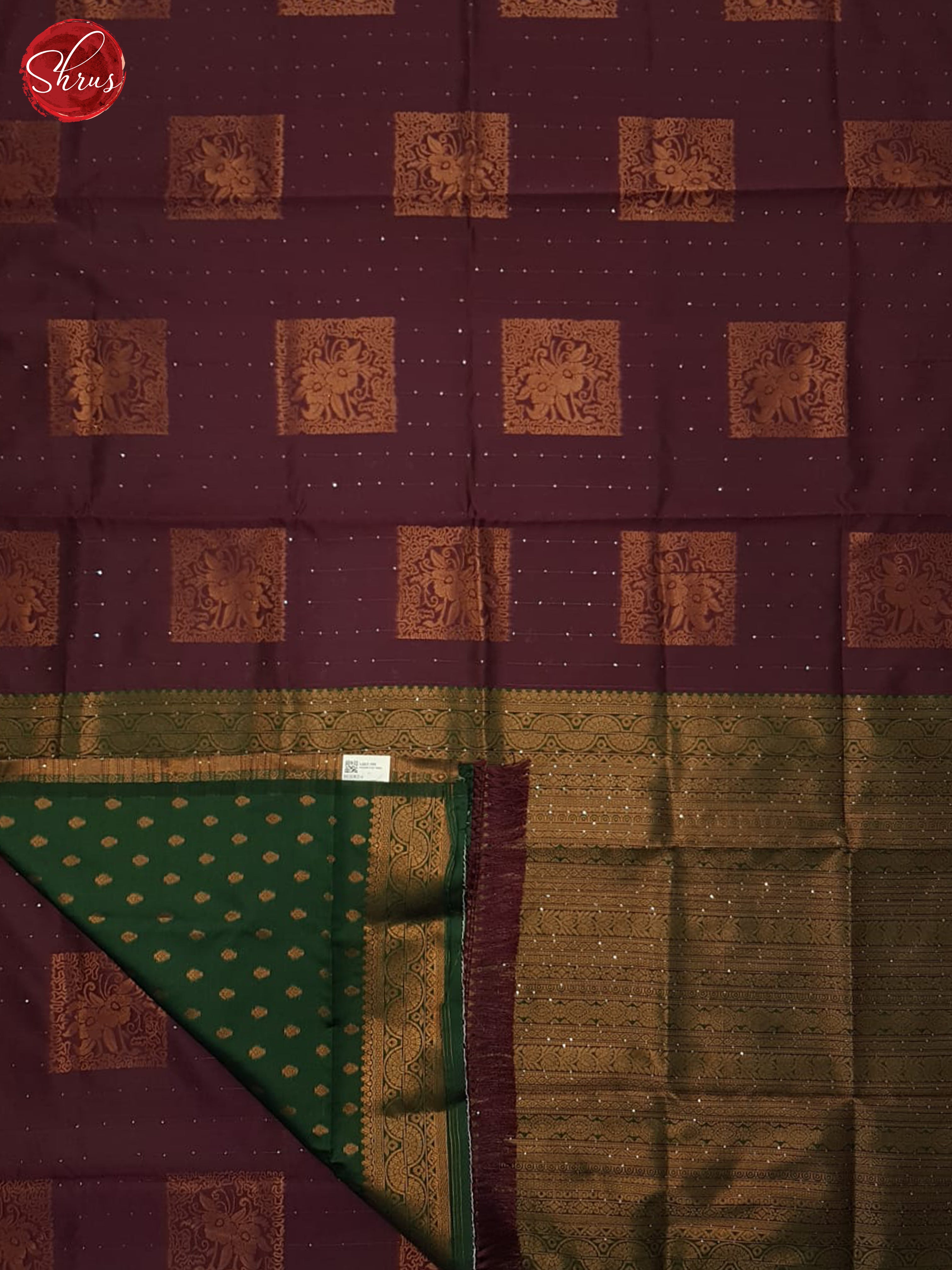 Wine And Green- Semi Soft Silk Saree - Shop on ShrusEternity.com