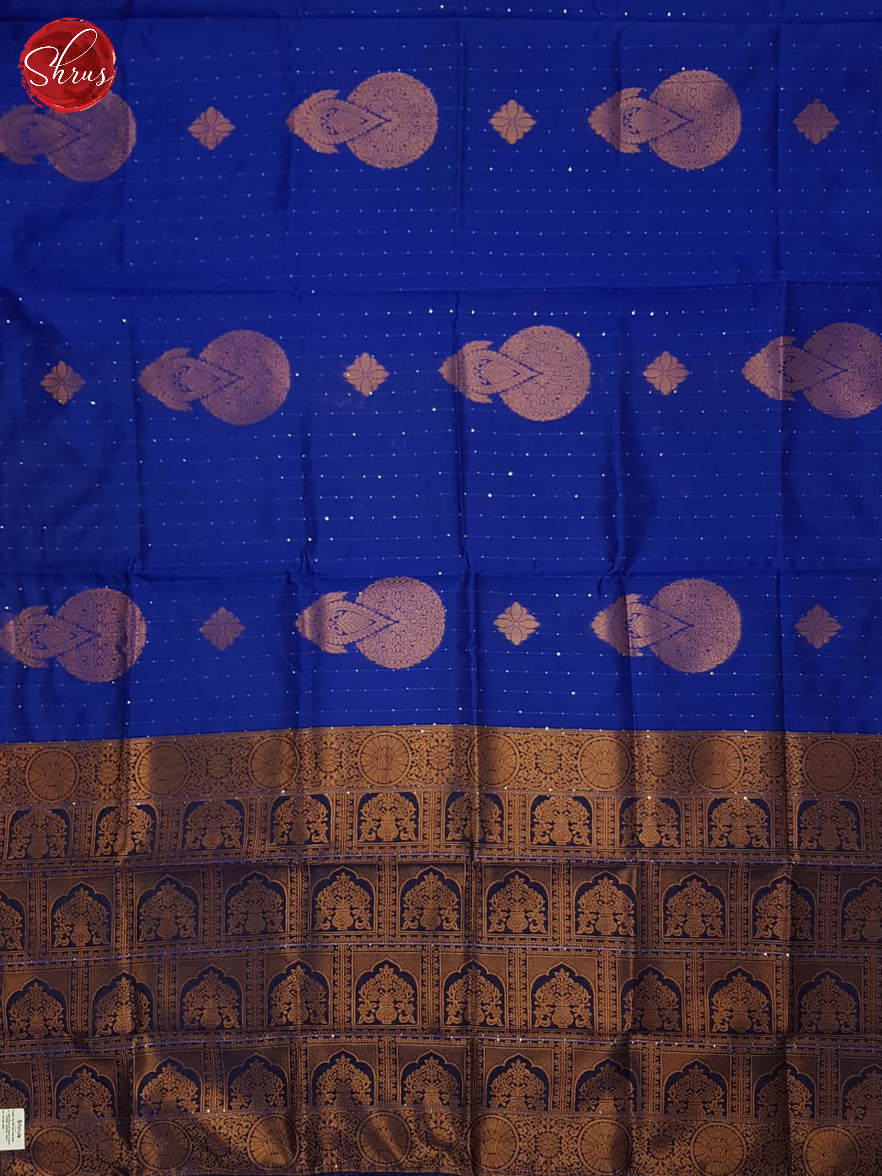 Blue & NAvy Blue - Semi Softsilk Saree - Shop on ShrusEternity.com