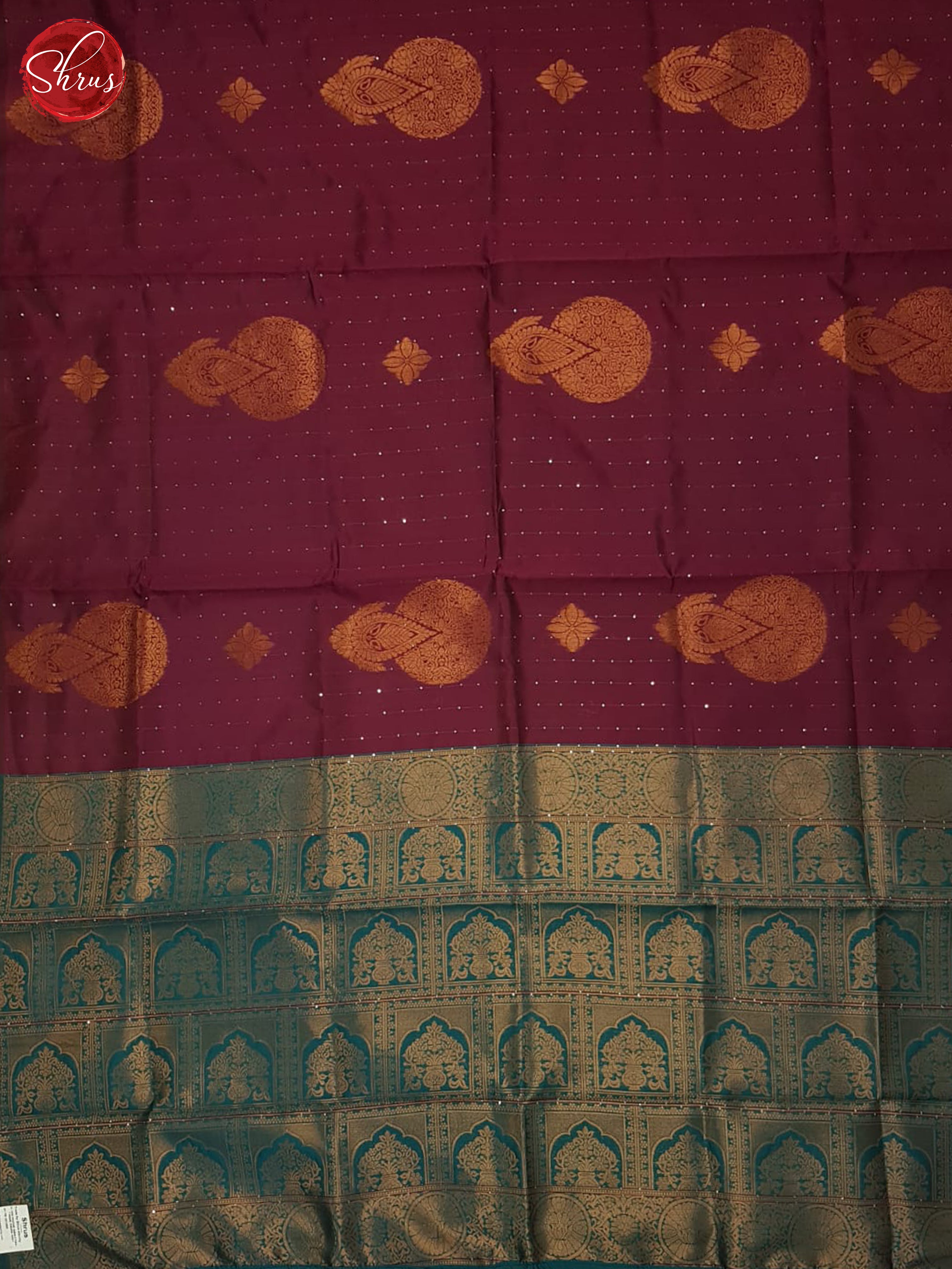 maroon and green - Semi Soft Silk Saree - Shop on ShrusEternity.com