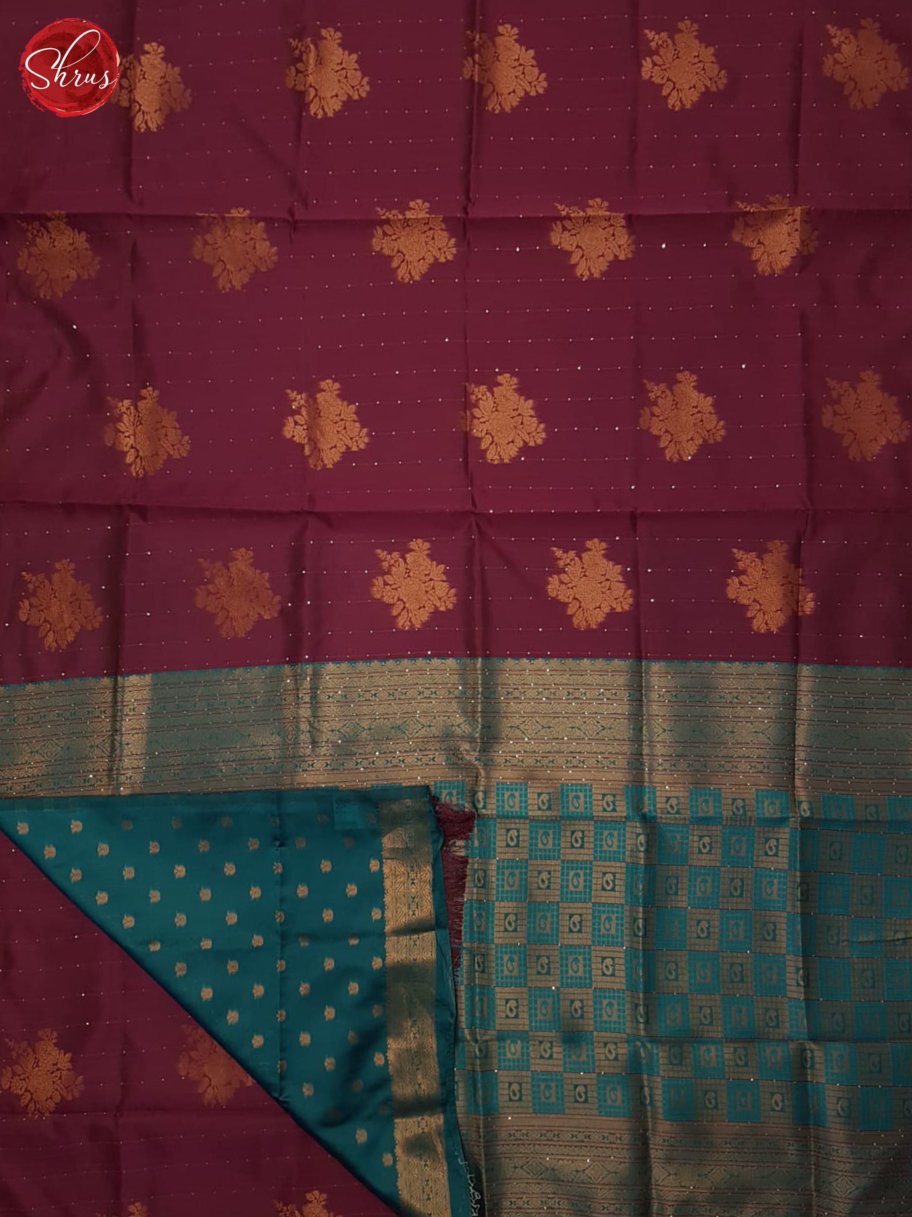 Maroon & Green - Semi Softsilk Saree - Shop on ShrusEternity.com