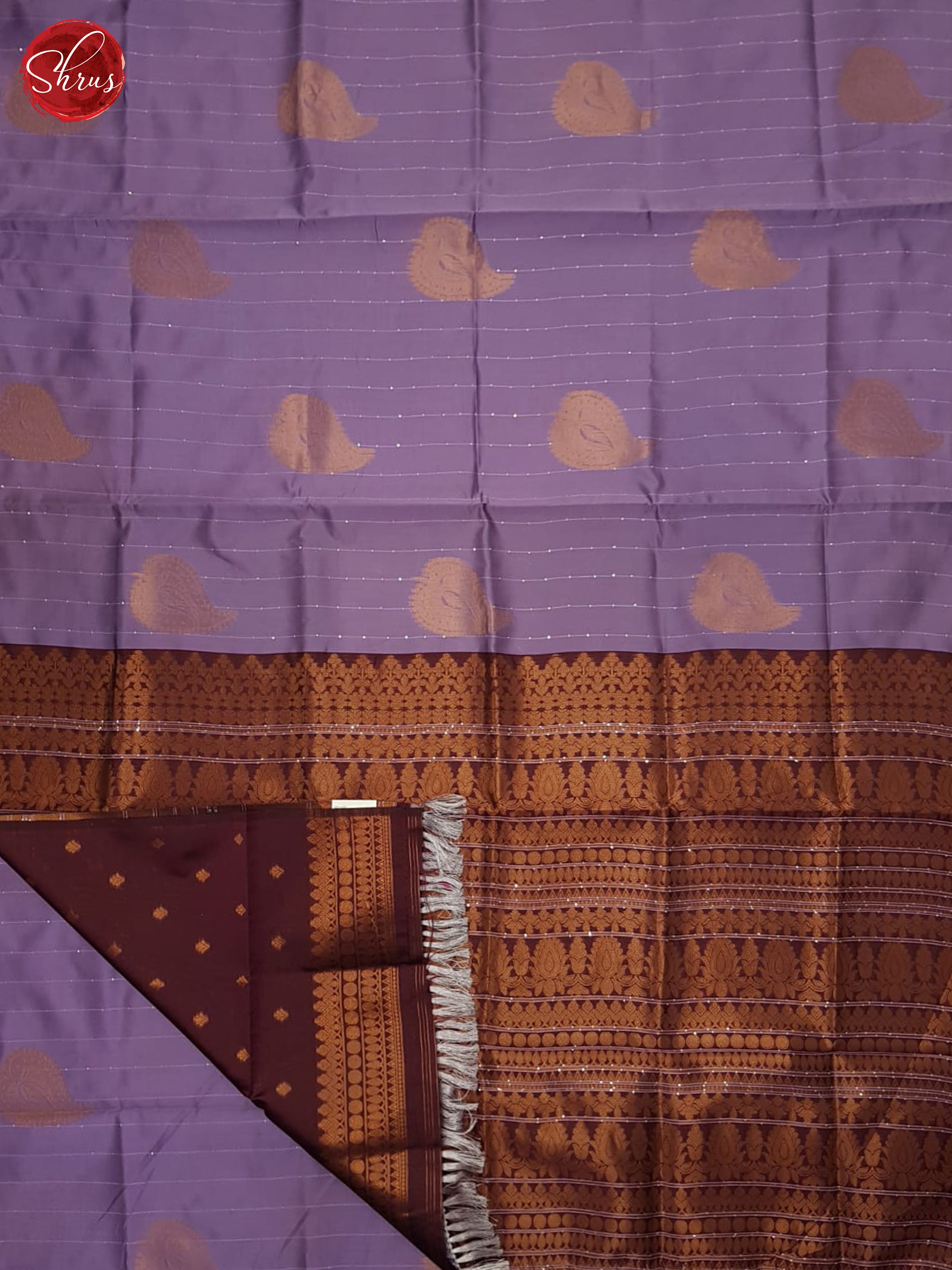 Mild Lavender & Arakku MAroon - Semi Softsilk Saree - Shop on ShrusEternity.com