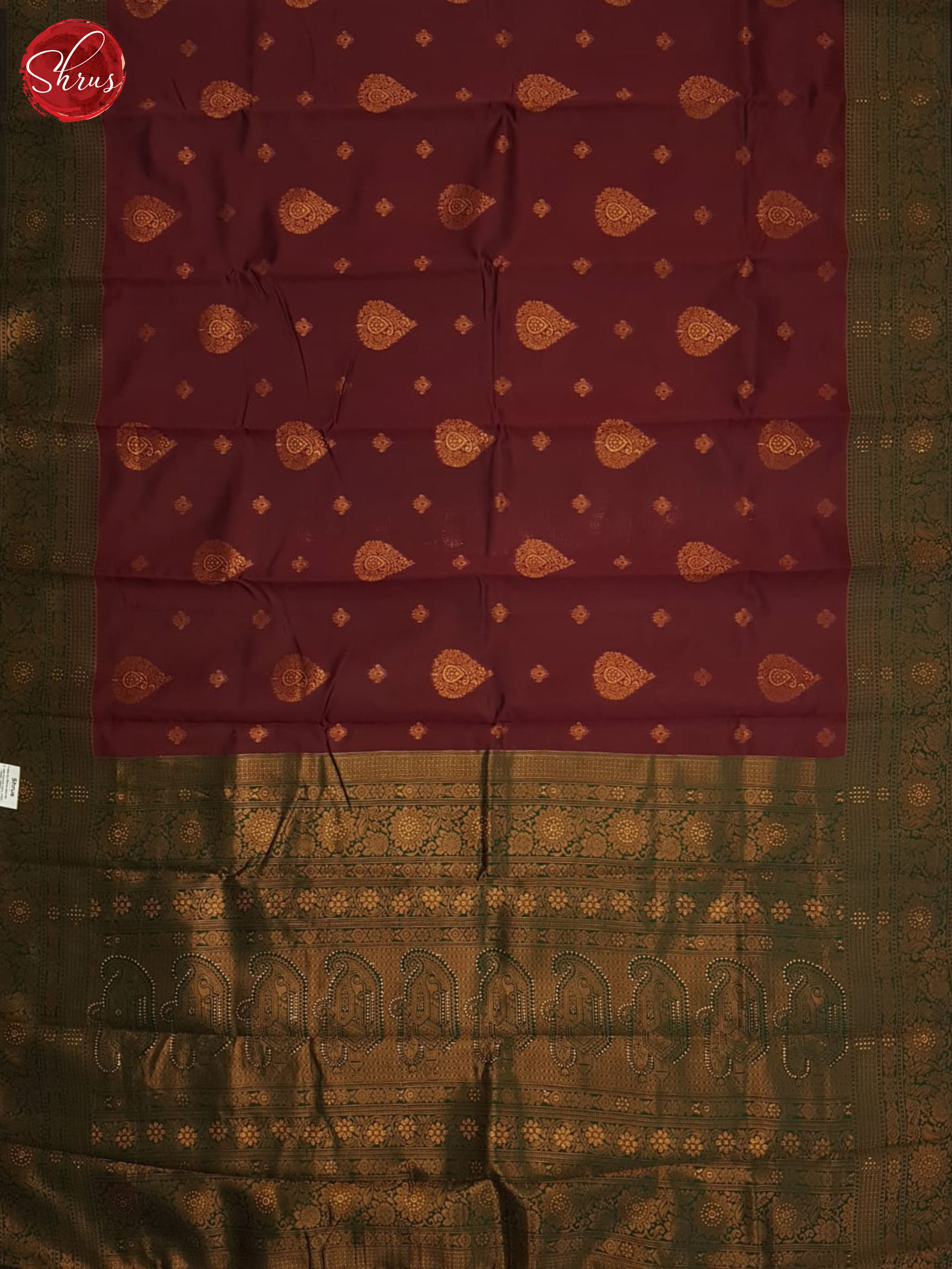 Araku Maroon And Green-Semi kanchipuram saree - Shop on ShrusEternity.com