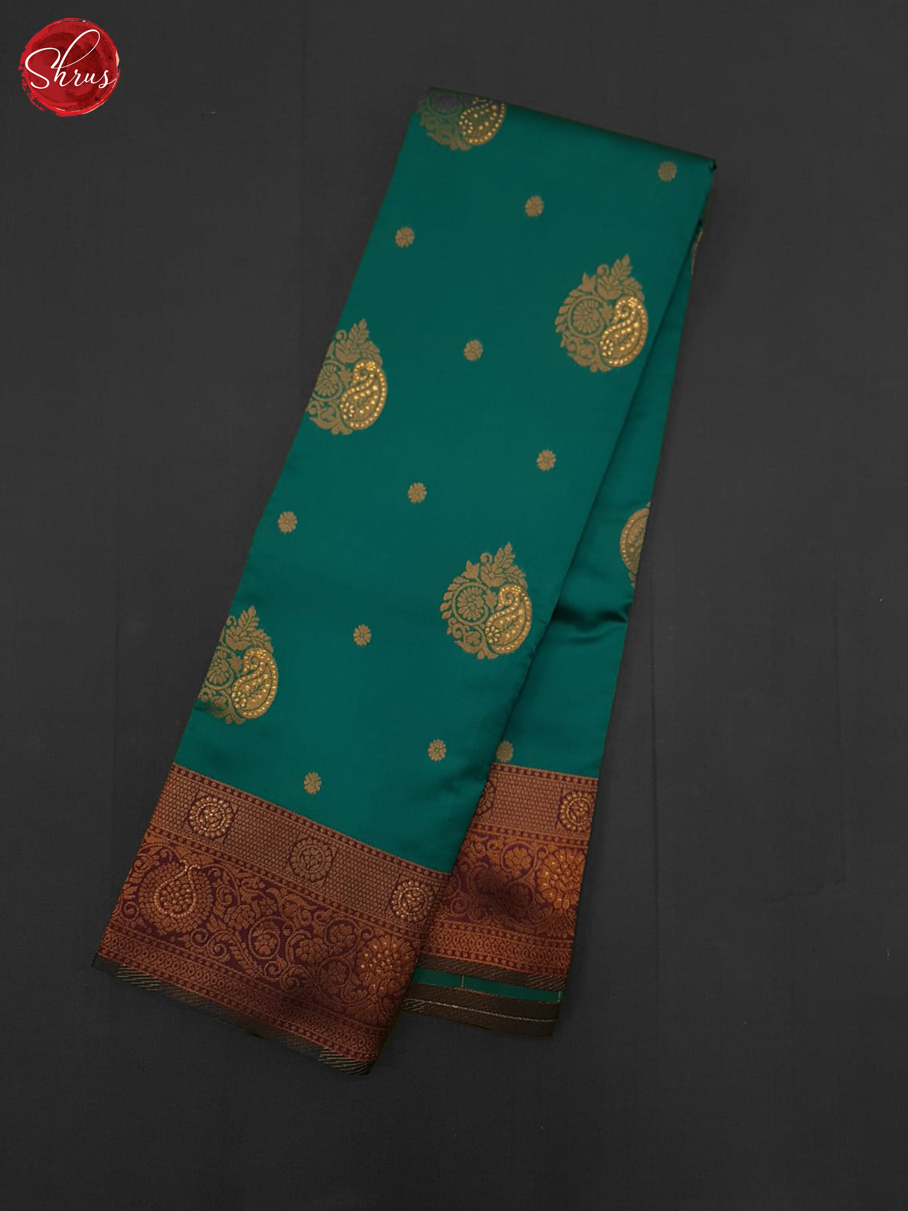 Green & Deep Wine- Semi Kanchipuram Saree - Shop on ShrusEternity.com