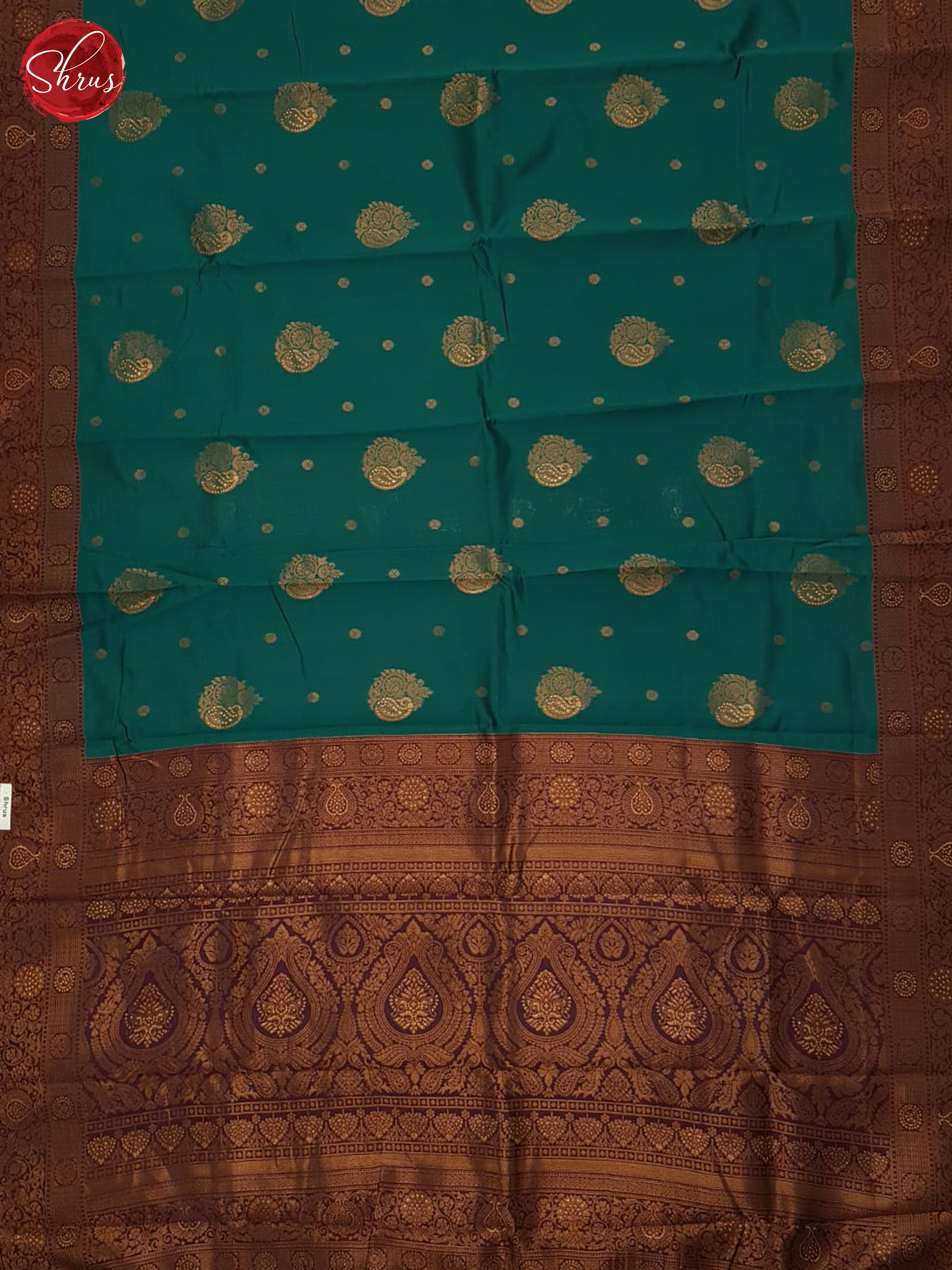 Green & Deep Wine- Semi Kanchipuram Saree - Shop on ShrusEternity.com