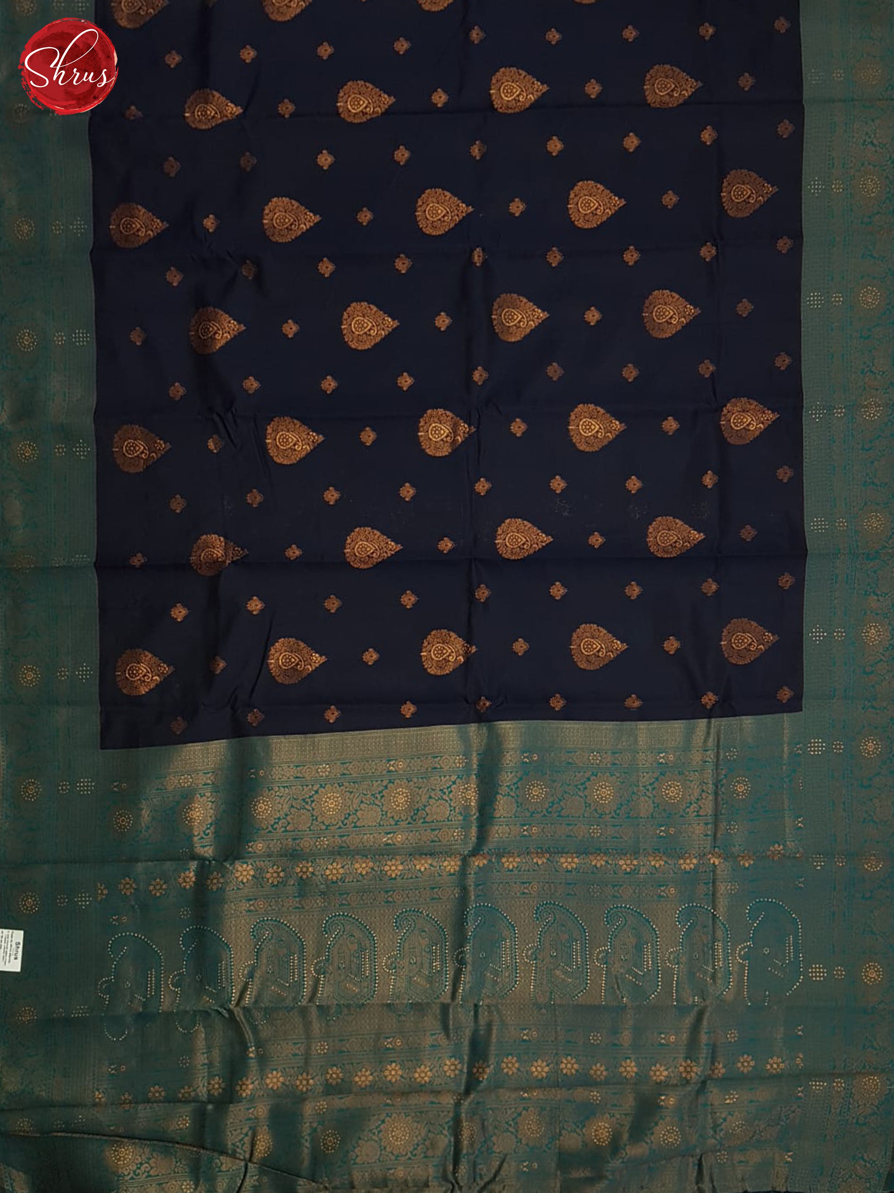Blue And Green-Semi Kanchipuram saree - Shop on ShrusEternity.com