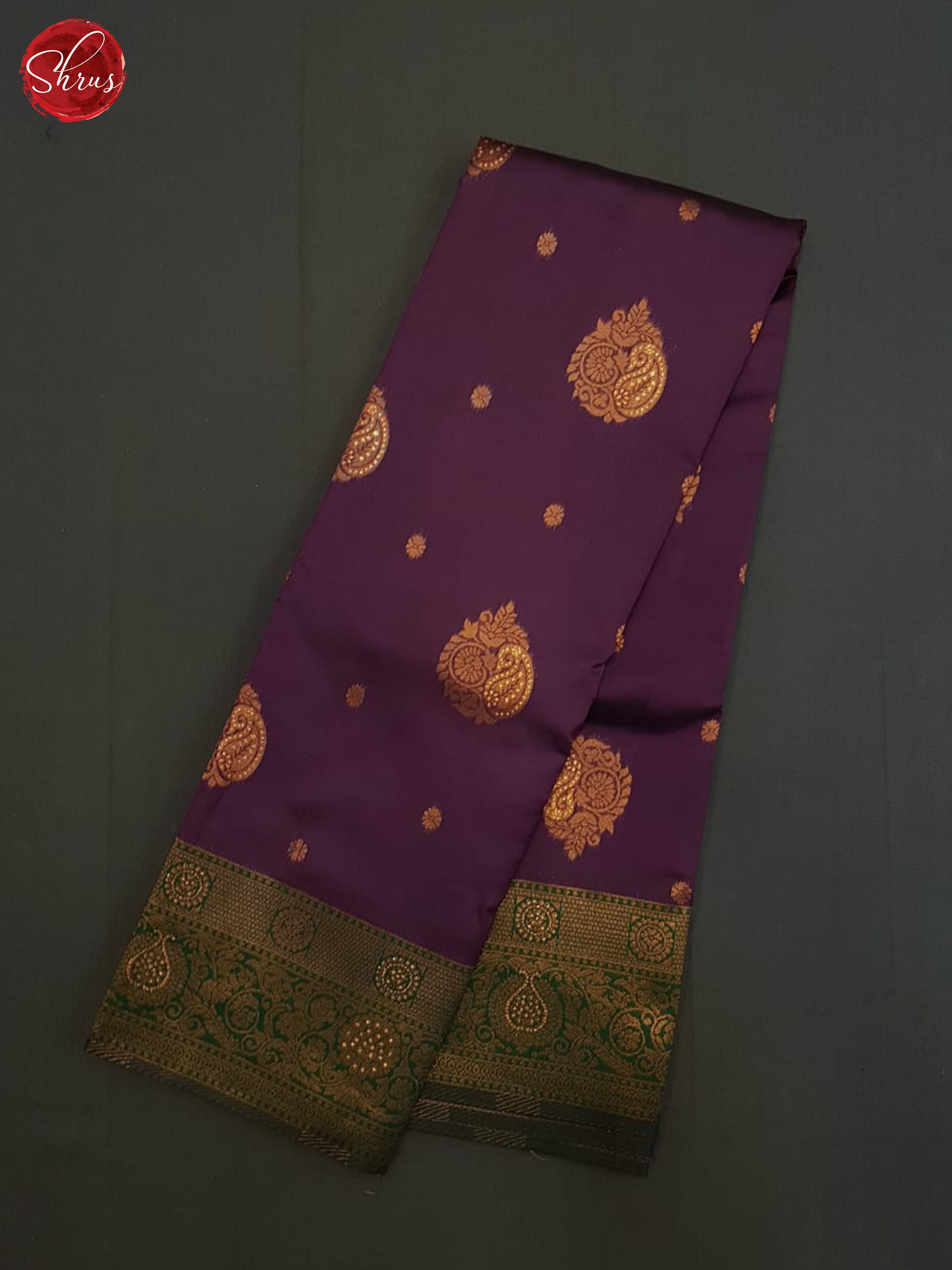 Wine And Green-Semi Kanchipuram Saree - Shop on ShrusEternity.com