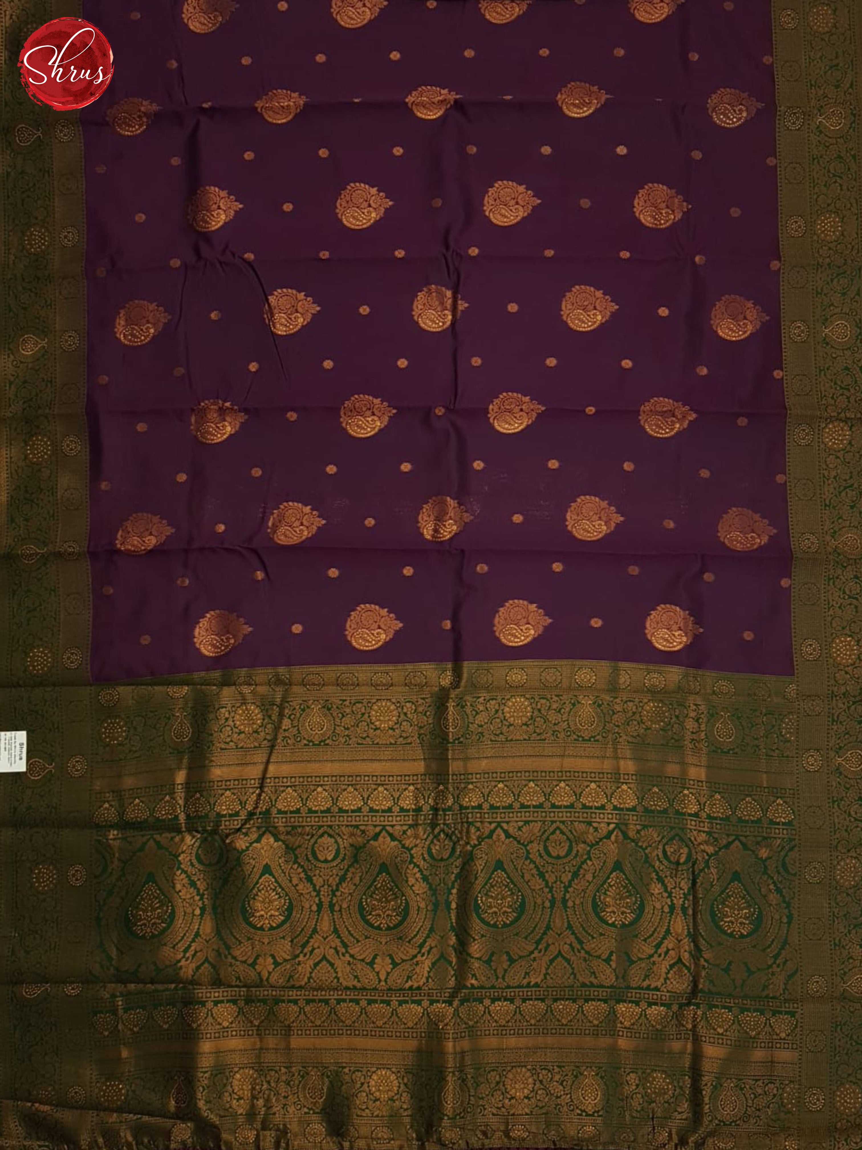 Wine And Green-Semi Kanchipuram Saree - Shop on ShrusEternity.com