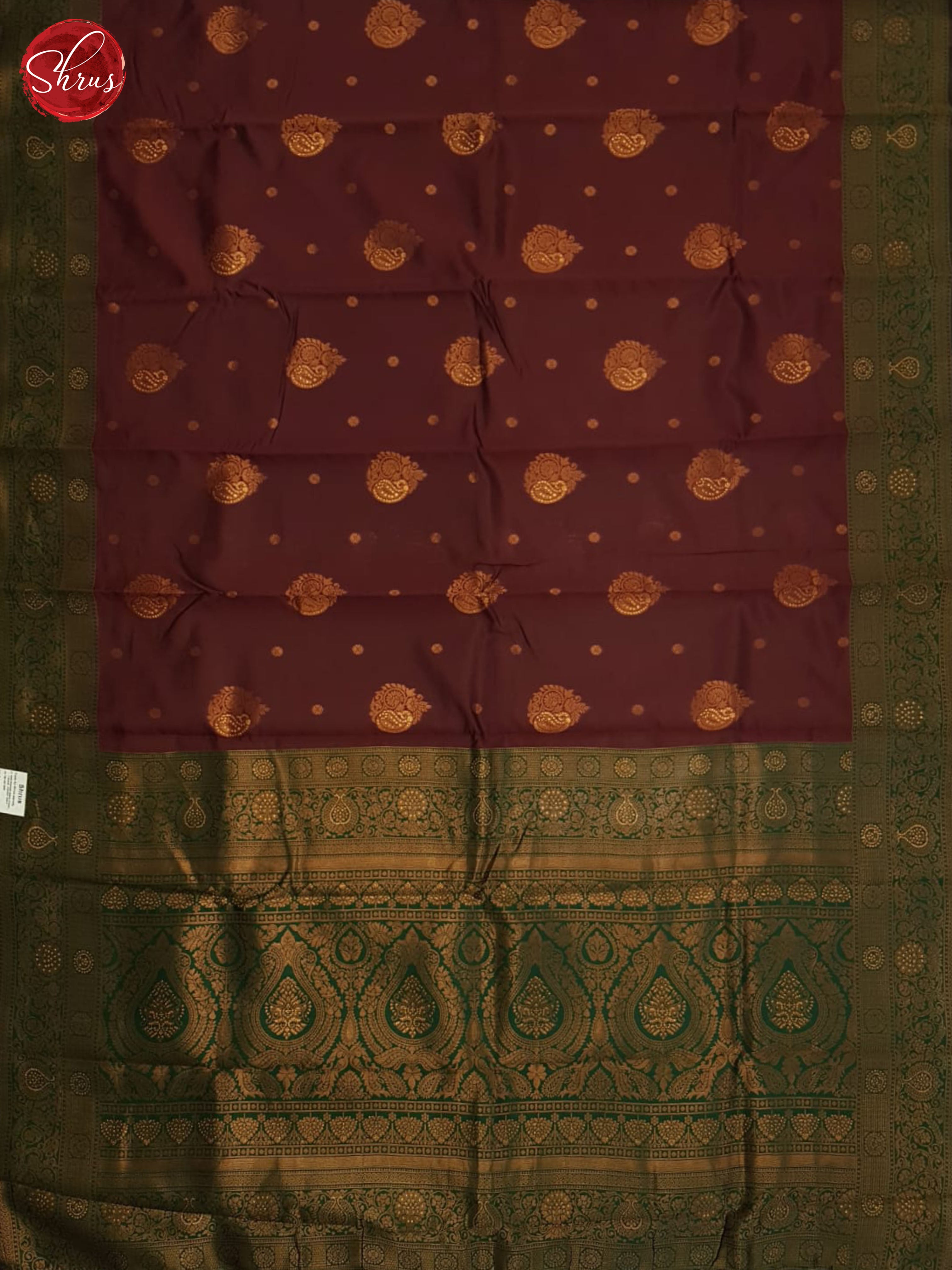 Arakku Maroon And Green-Semi Kanchipuram saree - Shop on ShrusEternity.com