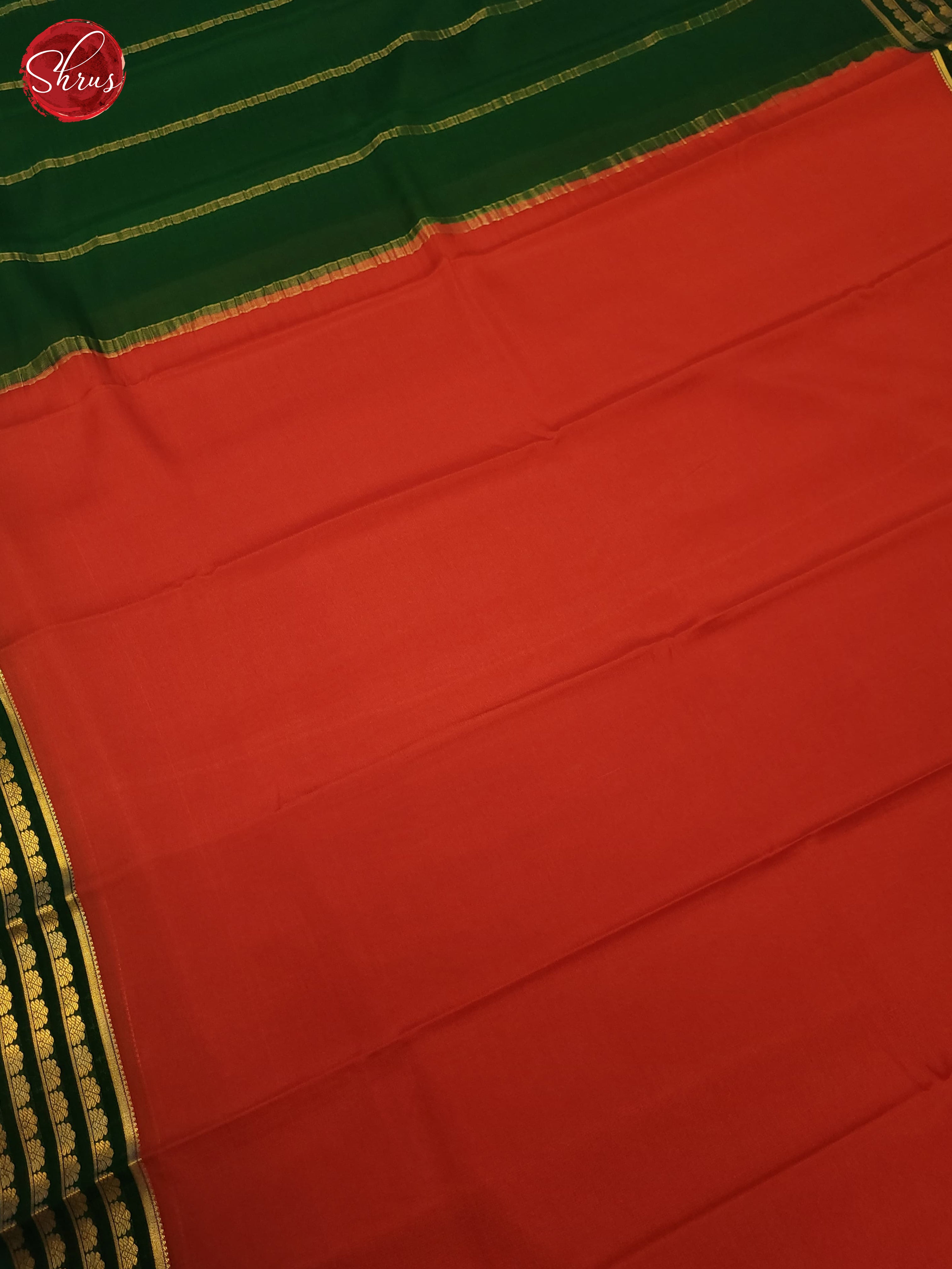 Orange & Green - Mysore Silk Saree - Shop on ShrusEternity.com