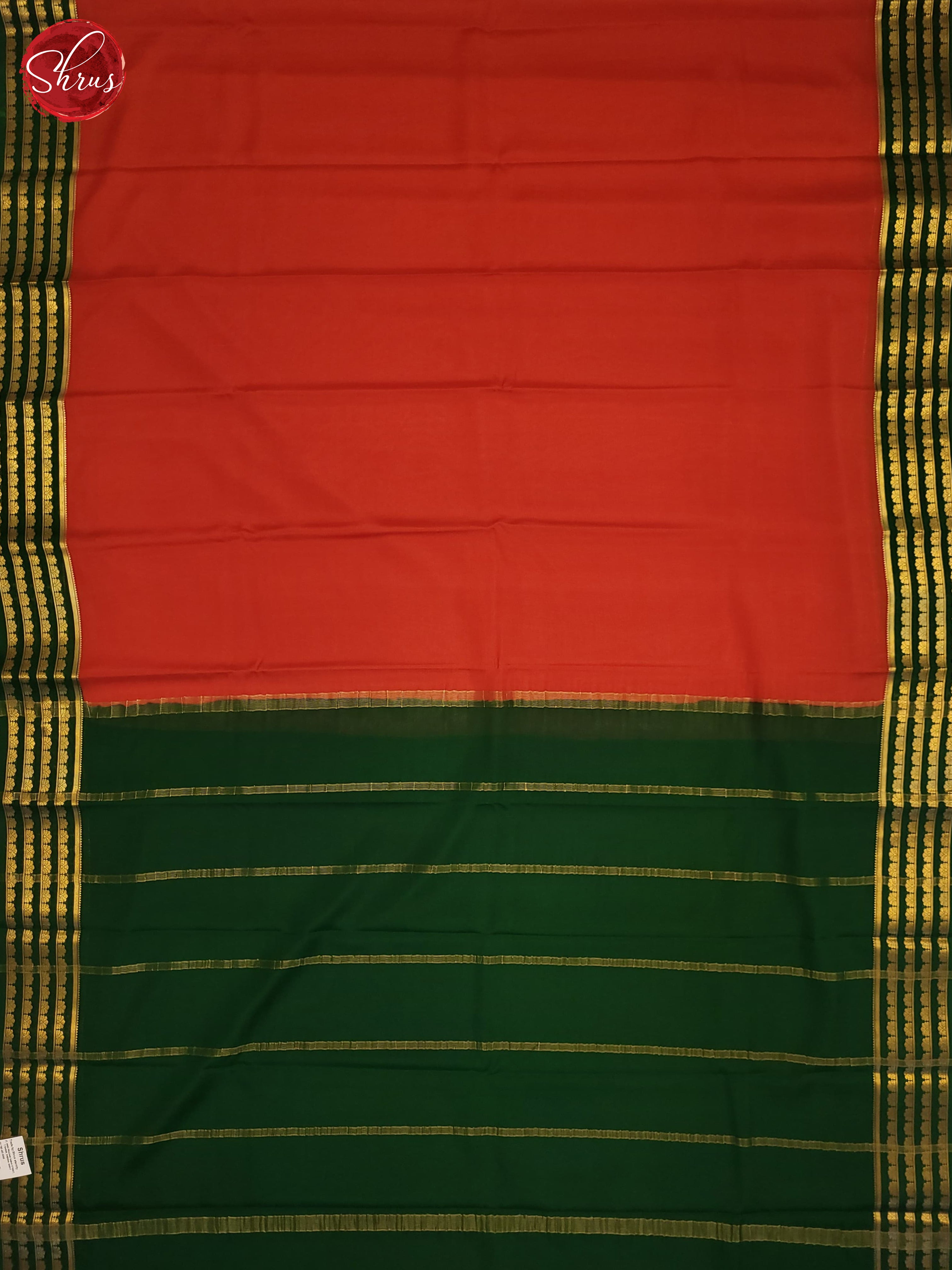 Orange & Green - Mysore Silk Saree - Shop on ShrusEternity.com