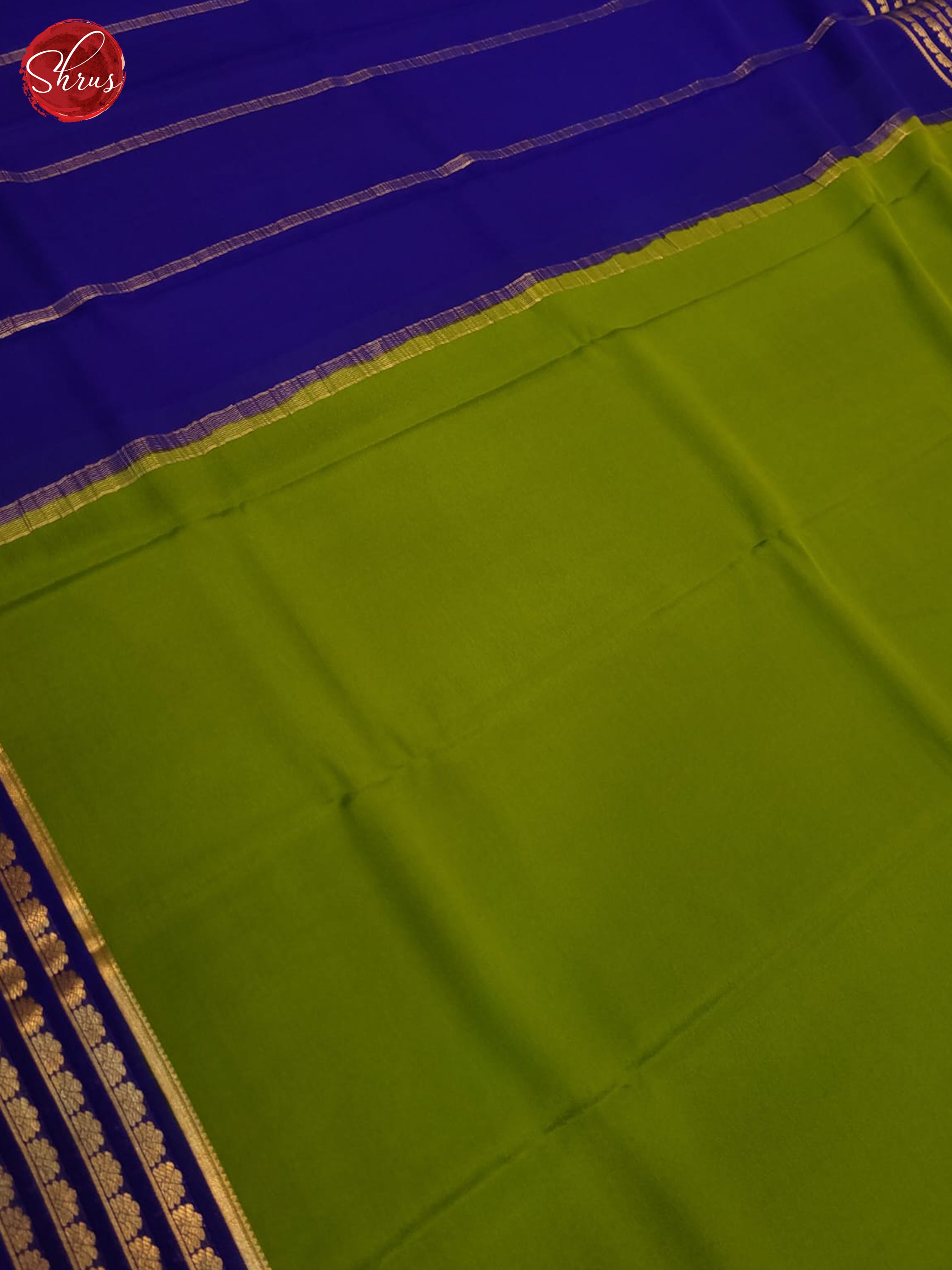 Green and Navy blue- Mysore Silk - Shop on ShrusEternity.com