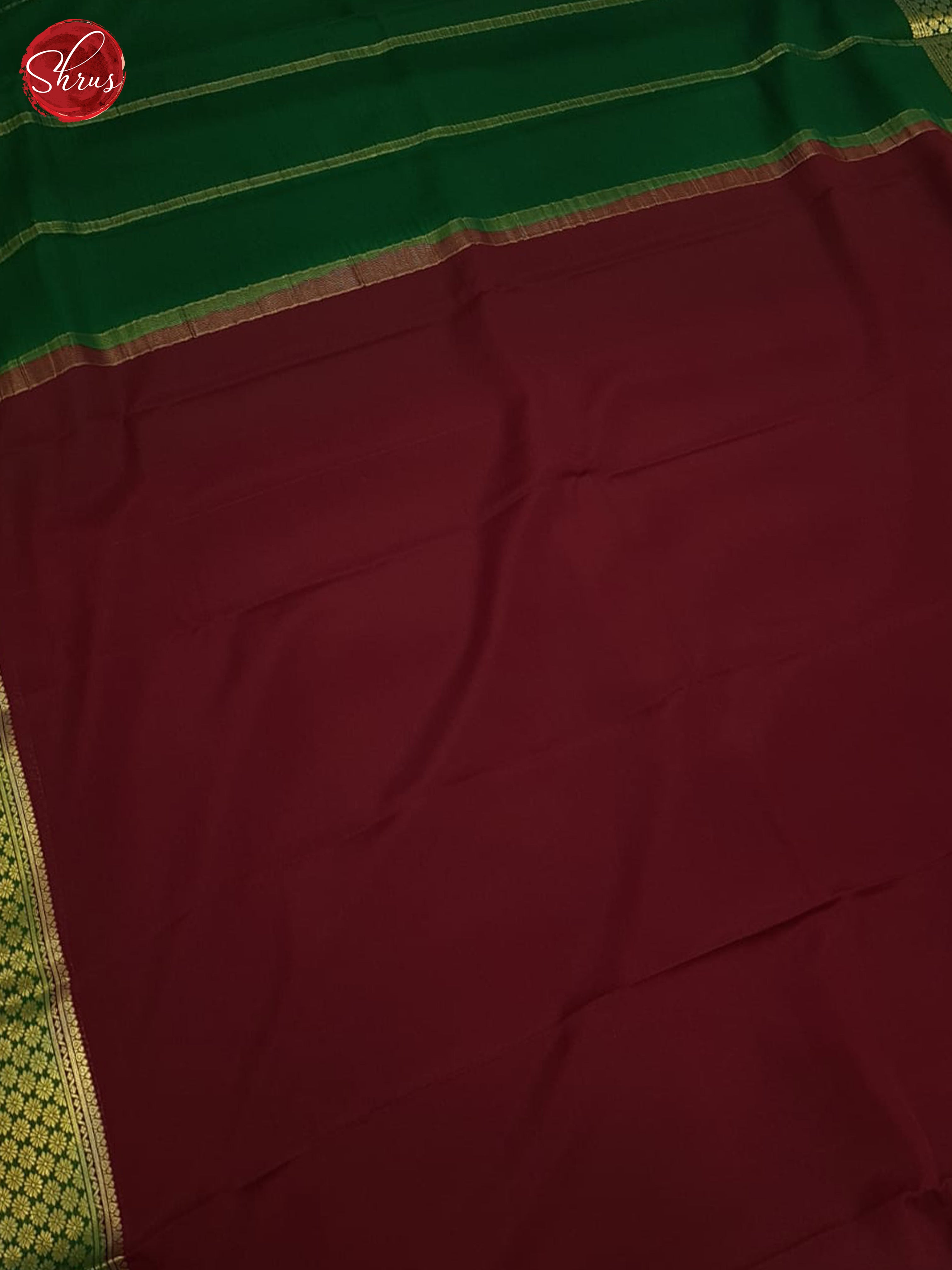 Maroon & Green - Mysore Silk Saree - Shop on ShrusEternity.com