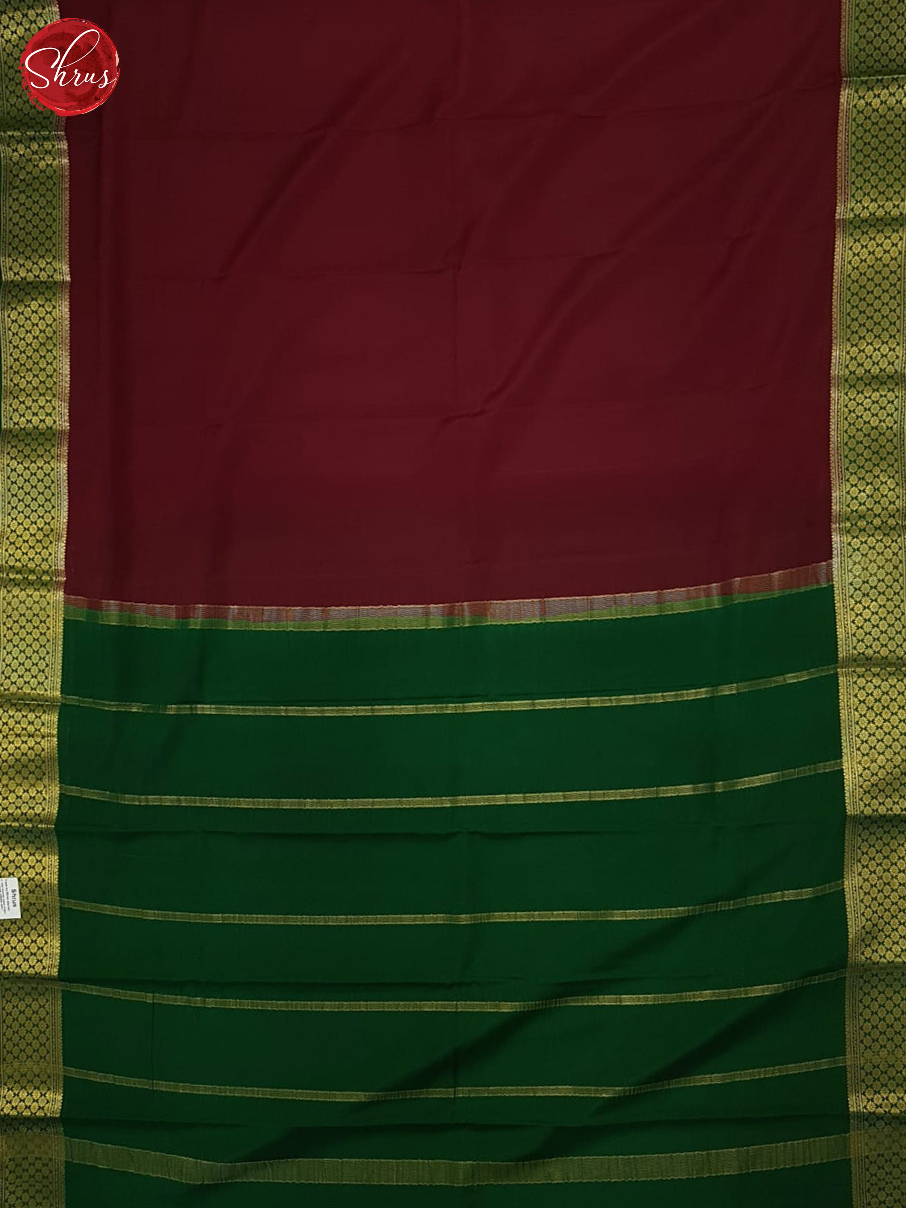 Maroon & Green - Mysore Silk Saree - Shop on ShrusEternity.com