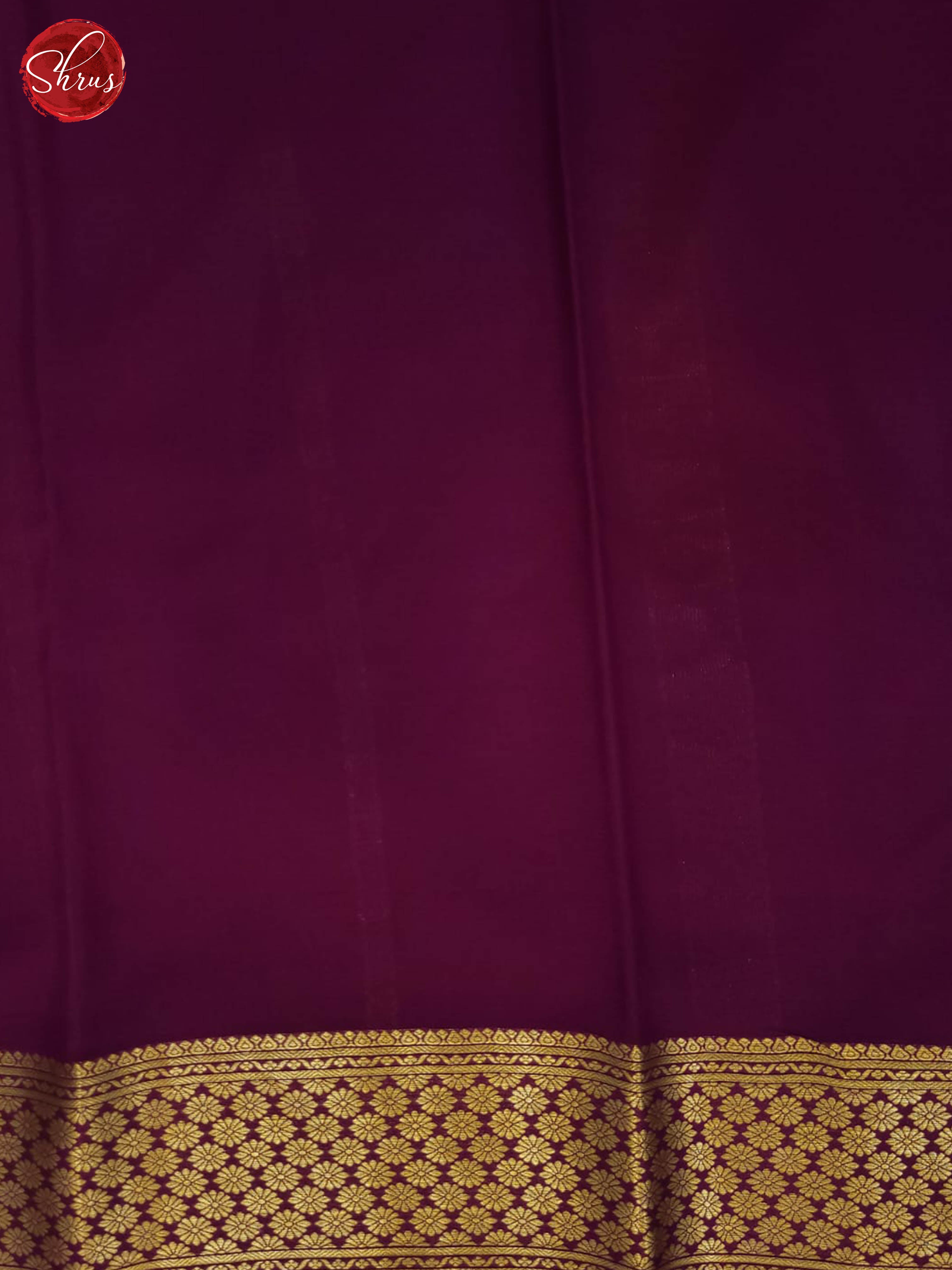 Peachish pink and wine- Mysore Silk Saree - Shop on ShrusEternity.com