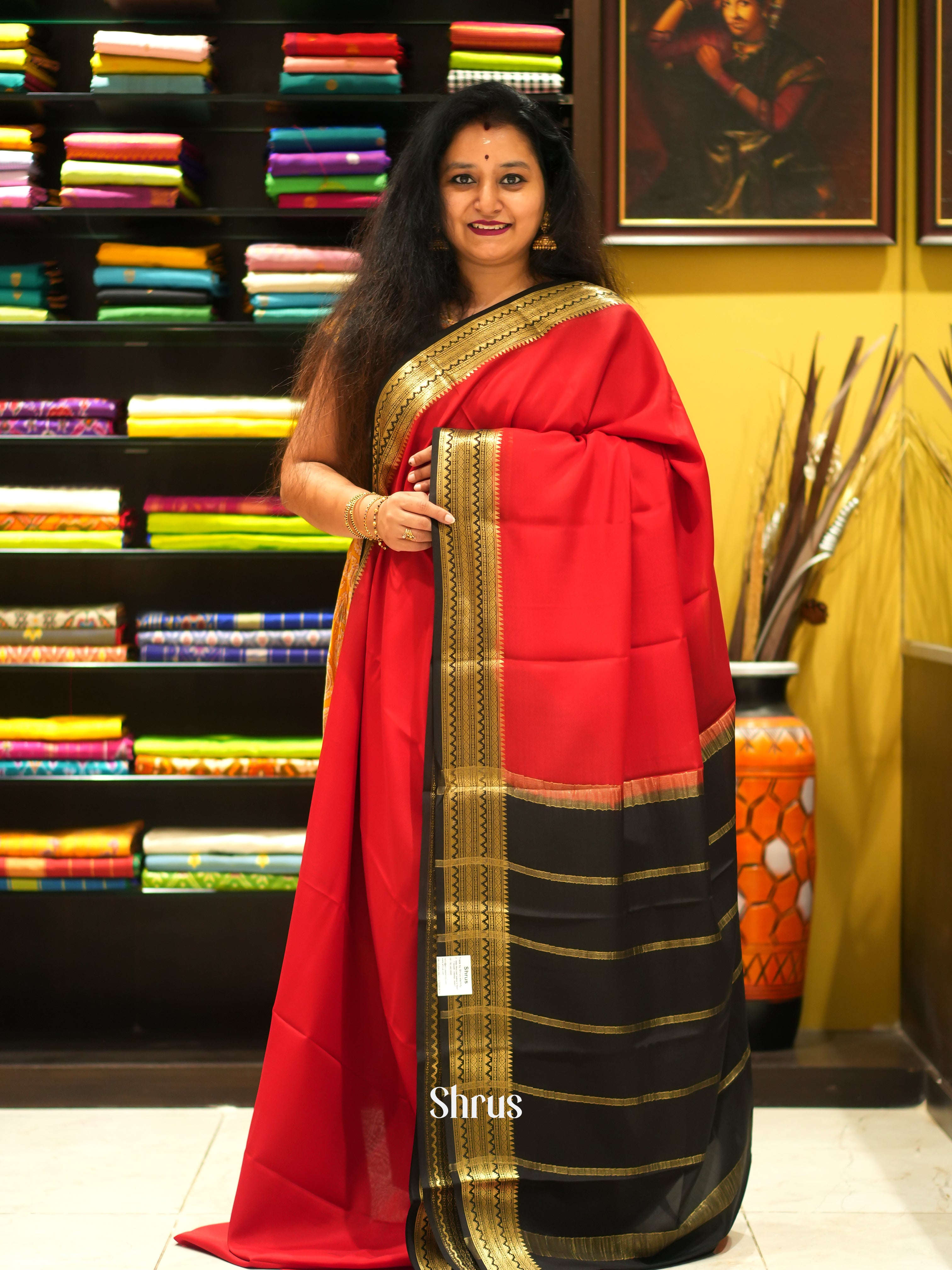 Red & Black - Mysore Silk Saree