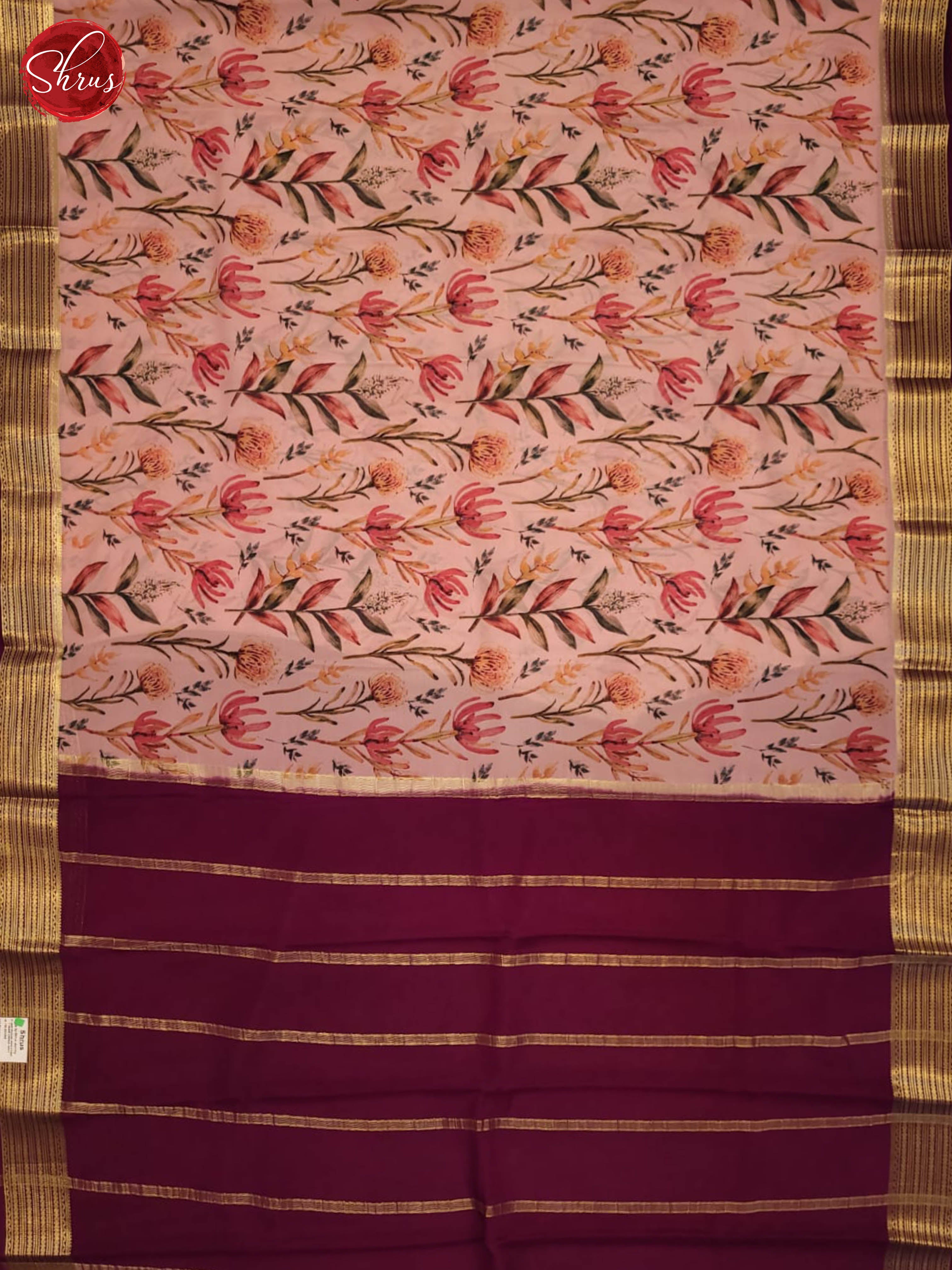 Pink and wine- Mysore Silk Saree - Shop on ShrusEternity.com