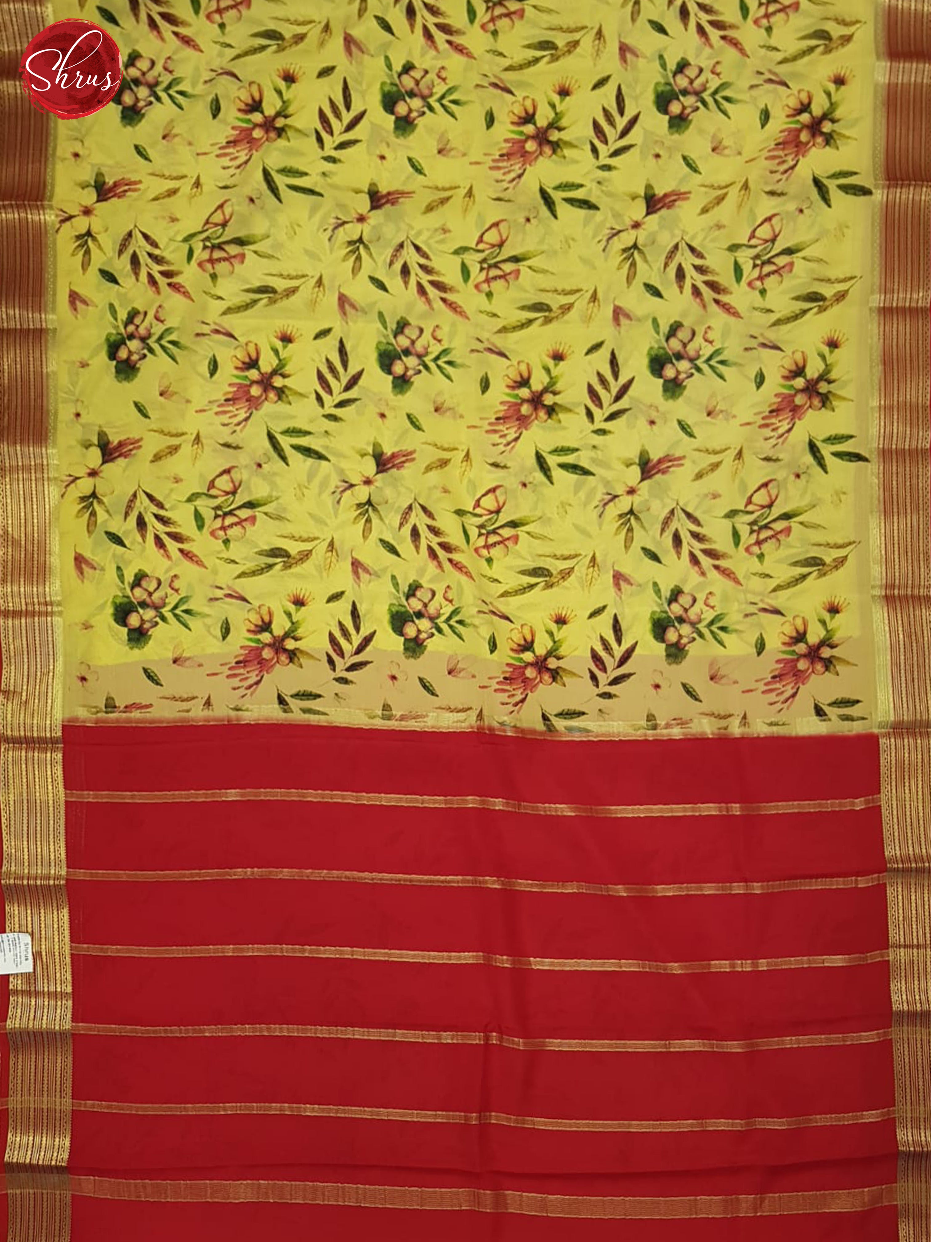 Yellow & Red - Mysore Silk Saree - Shop on ShrusEternity.com