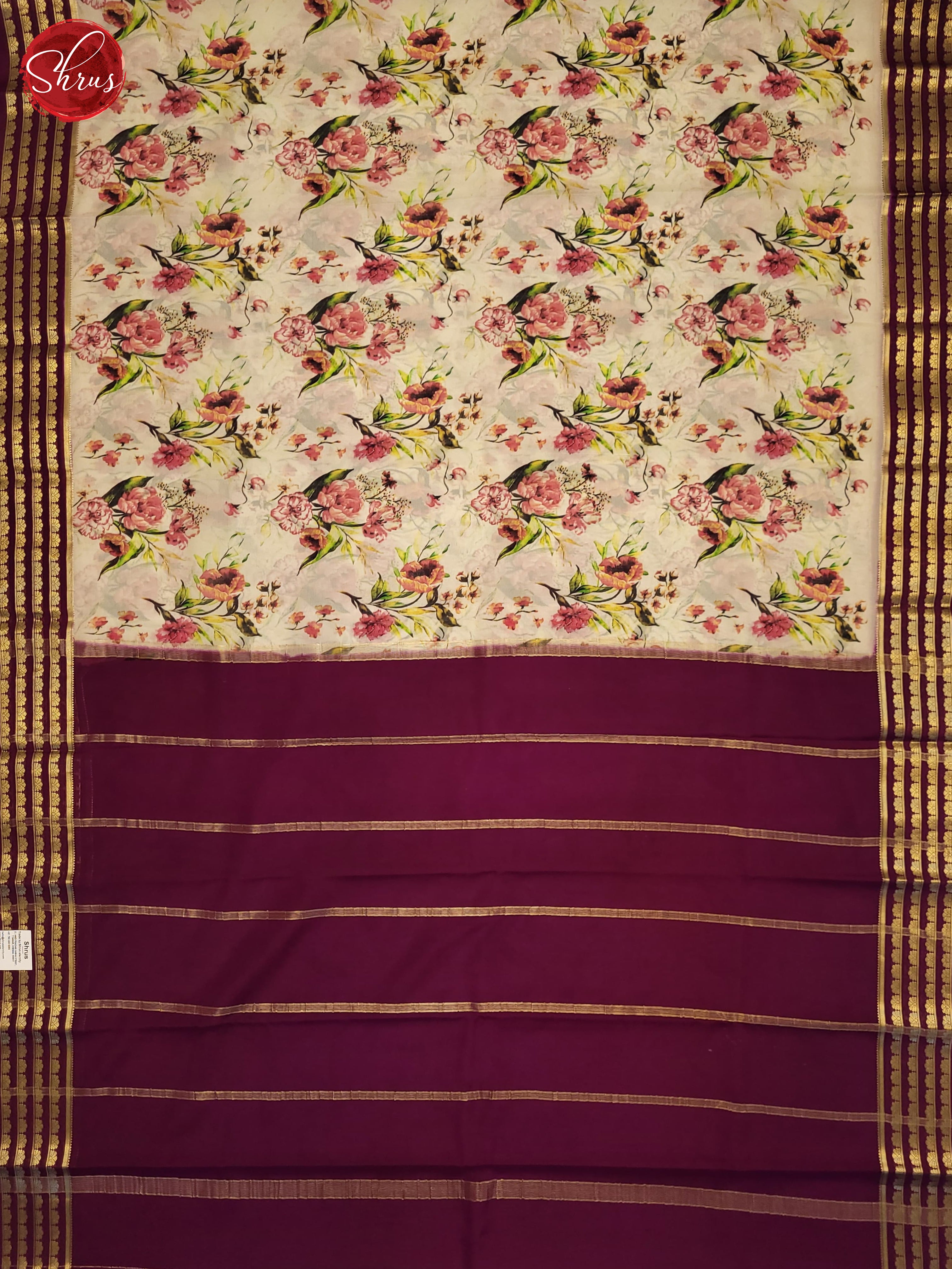 Cream & Wine - Mysore Silk Saree - Shop on ShrusEternity.com