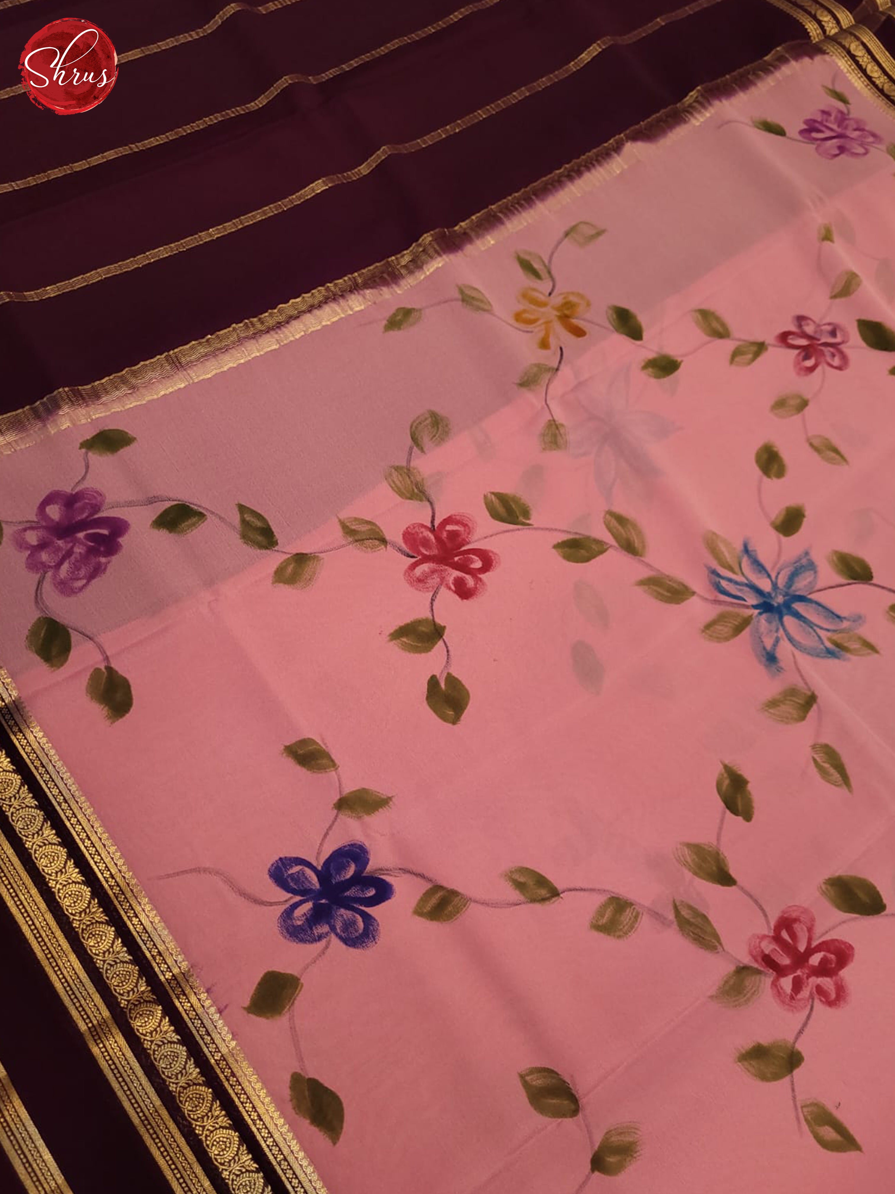 pink and wine- Mysore Silk Saree - Shop on ShrusEternity.com