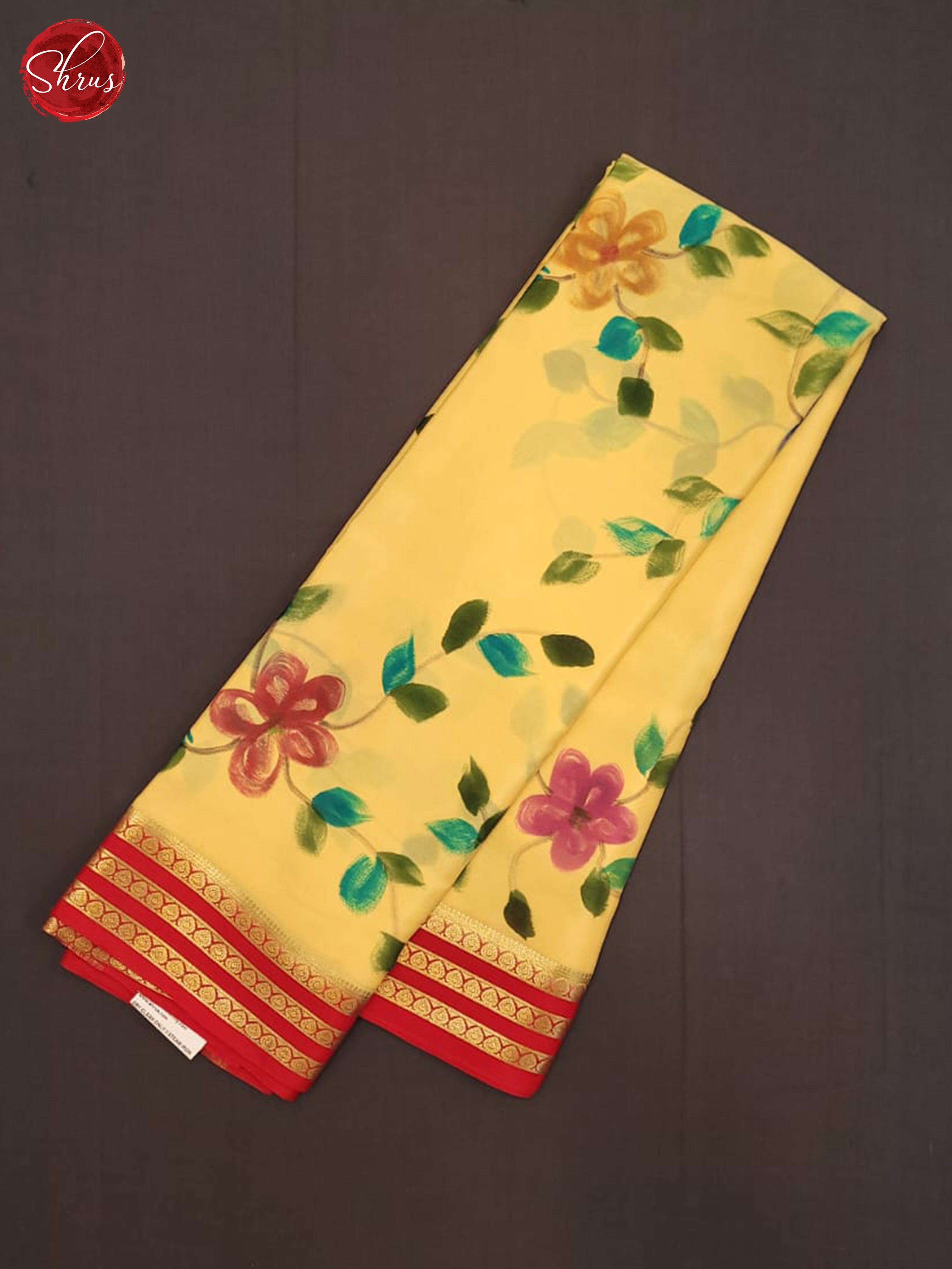 Lite yellow and Red- Mysore Silk Saree - Shop on ShrusEternity.com