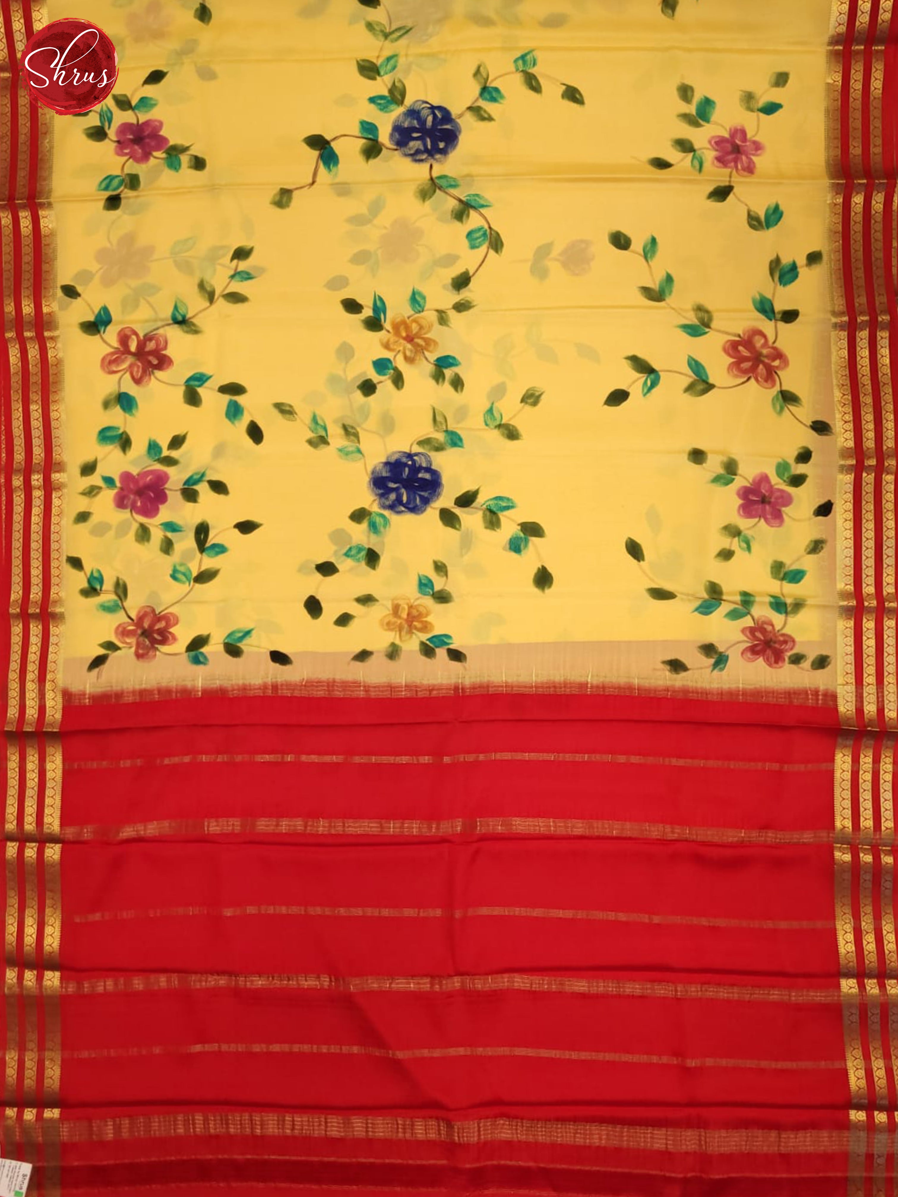 Lite yellow and Red- Mysore Silk Saree - Shop on ShrusEternity.com