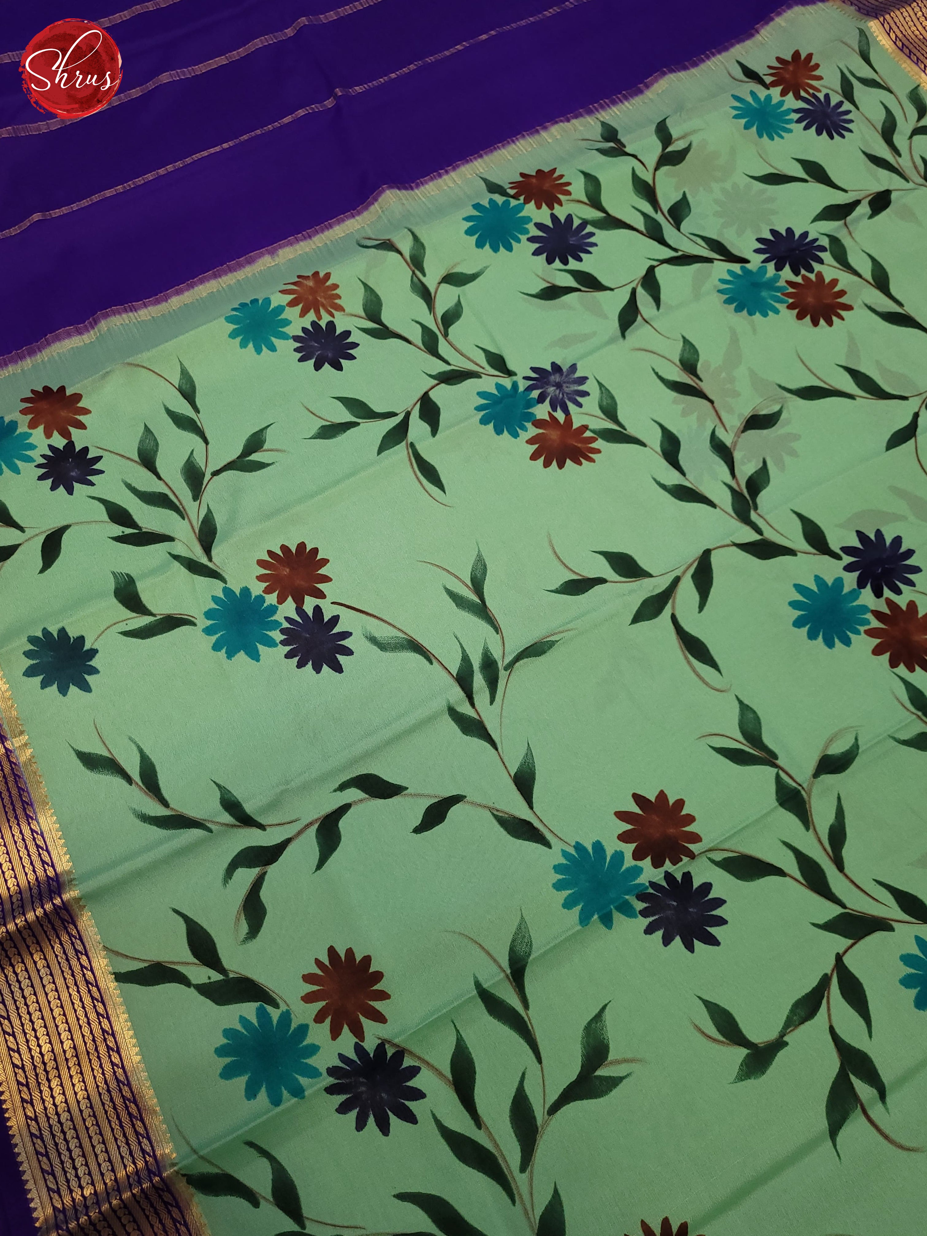 Green & Purple- Mysore Silk Saree - Shop on ShrusEternity.com