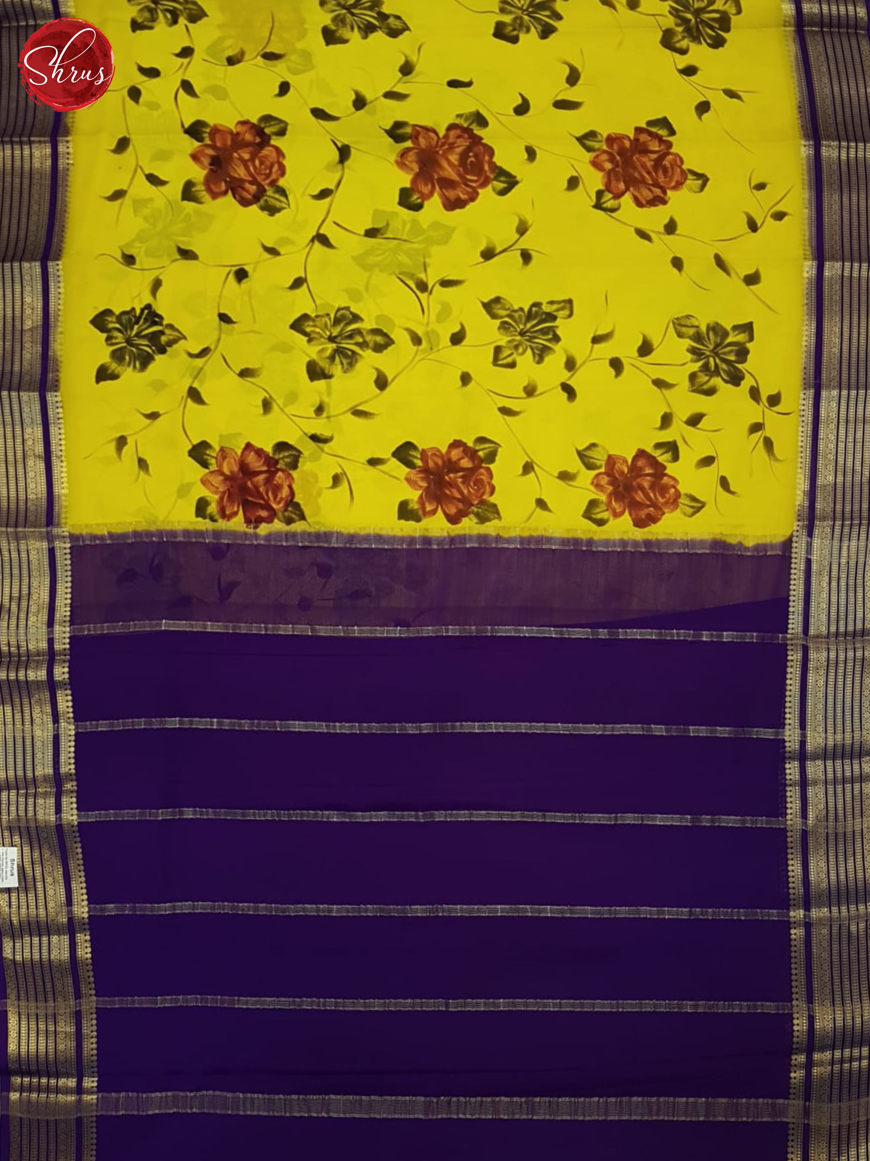 Yellow & Purple - Mysore Silk Saree - Shop on ShrusEternity.com