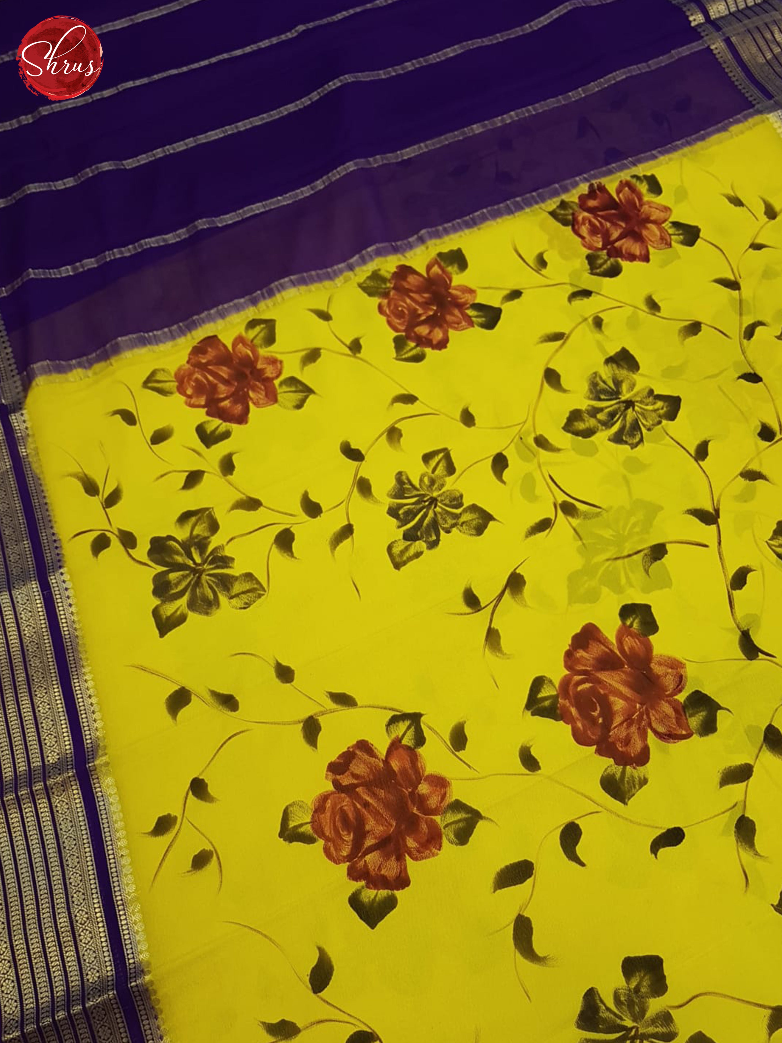 Yellow & Purple - Mysore Silk Saree - Shop on ShrusEternity.com