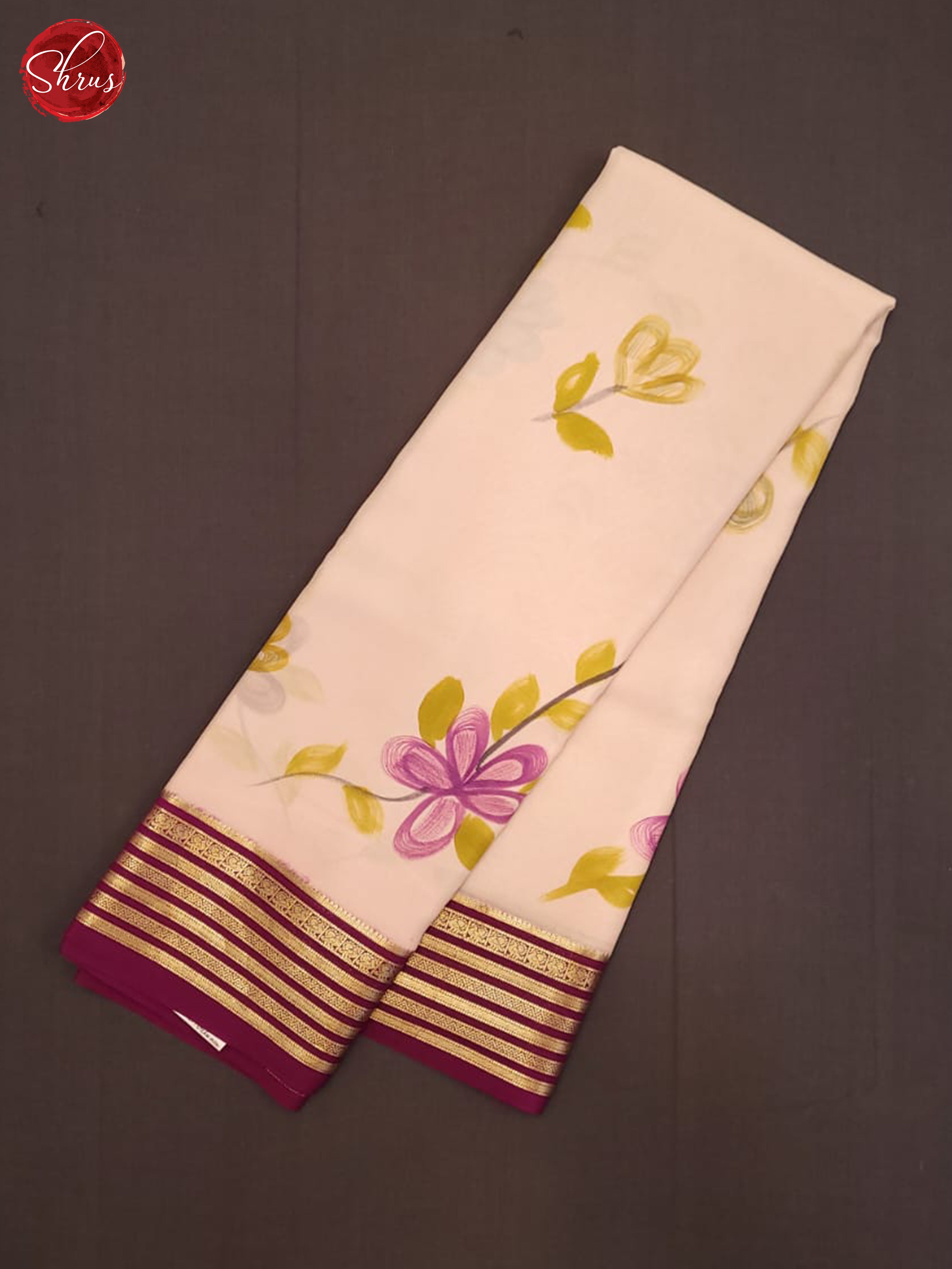 cream and wine- Mysore Silk - Shop on ShrusEternity.com