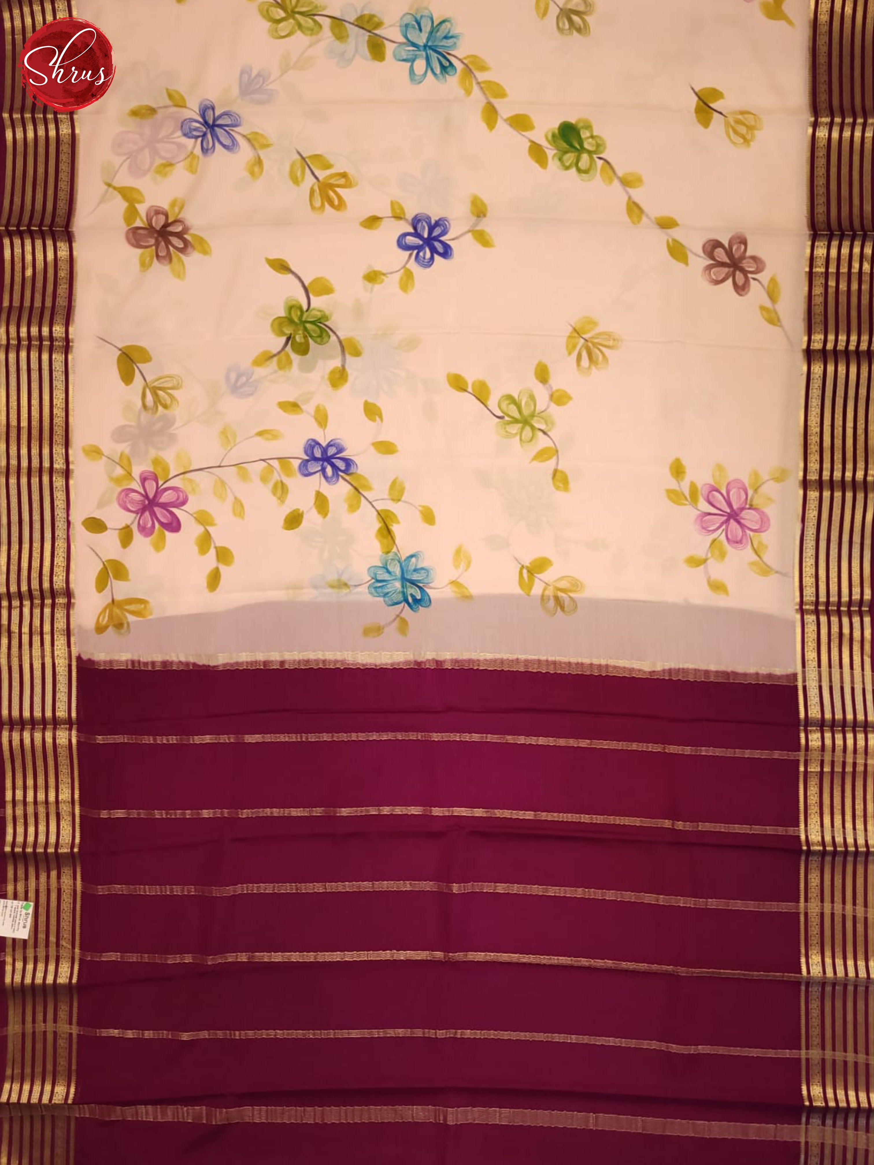 cream and wine- Mysore Silk - Shop on ShrusEternity.com