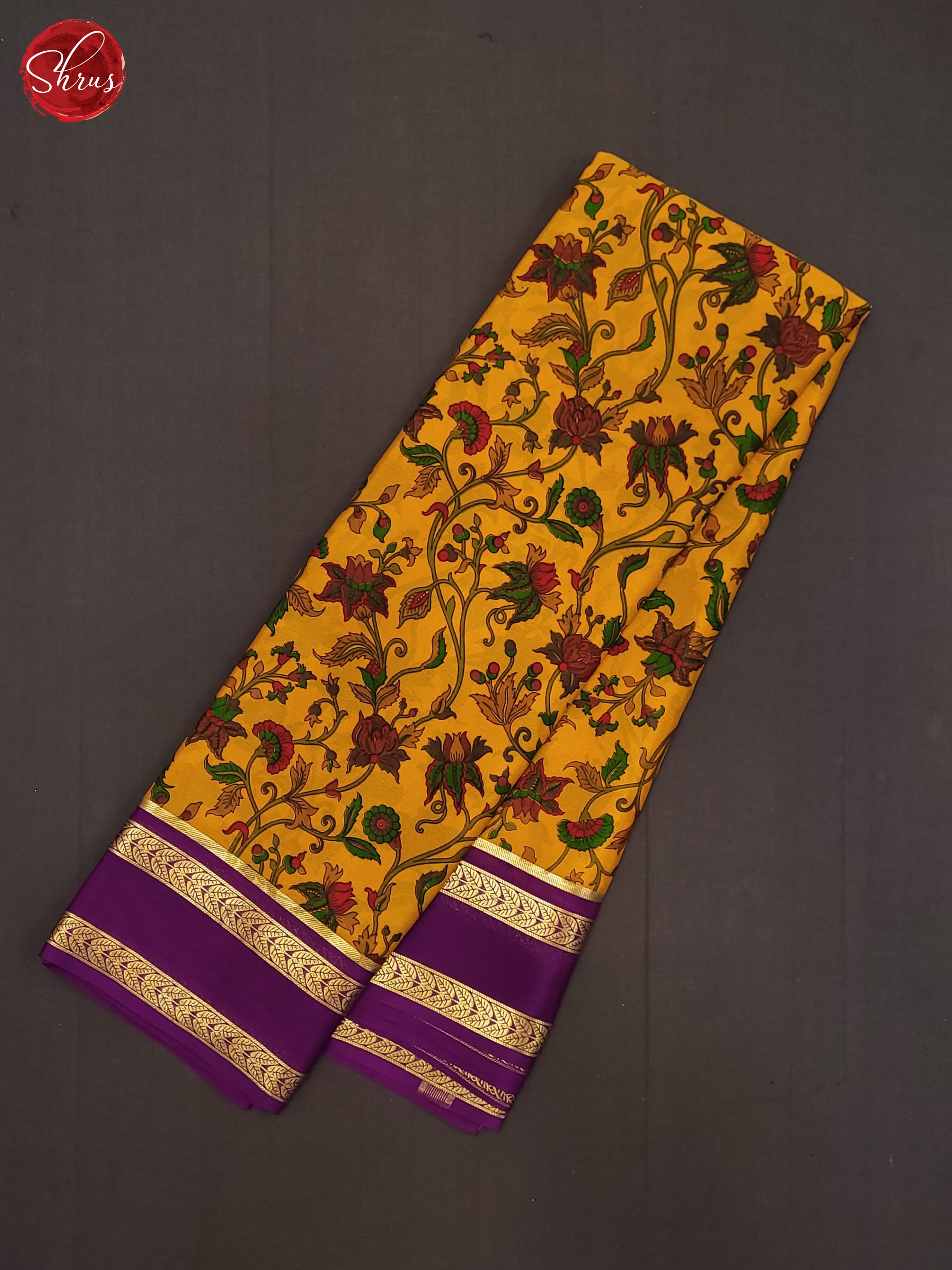 Mustard & Violet- Mysore Silk Saree - Shop on ShrusEternity.com