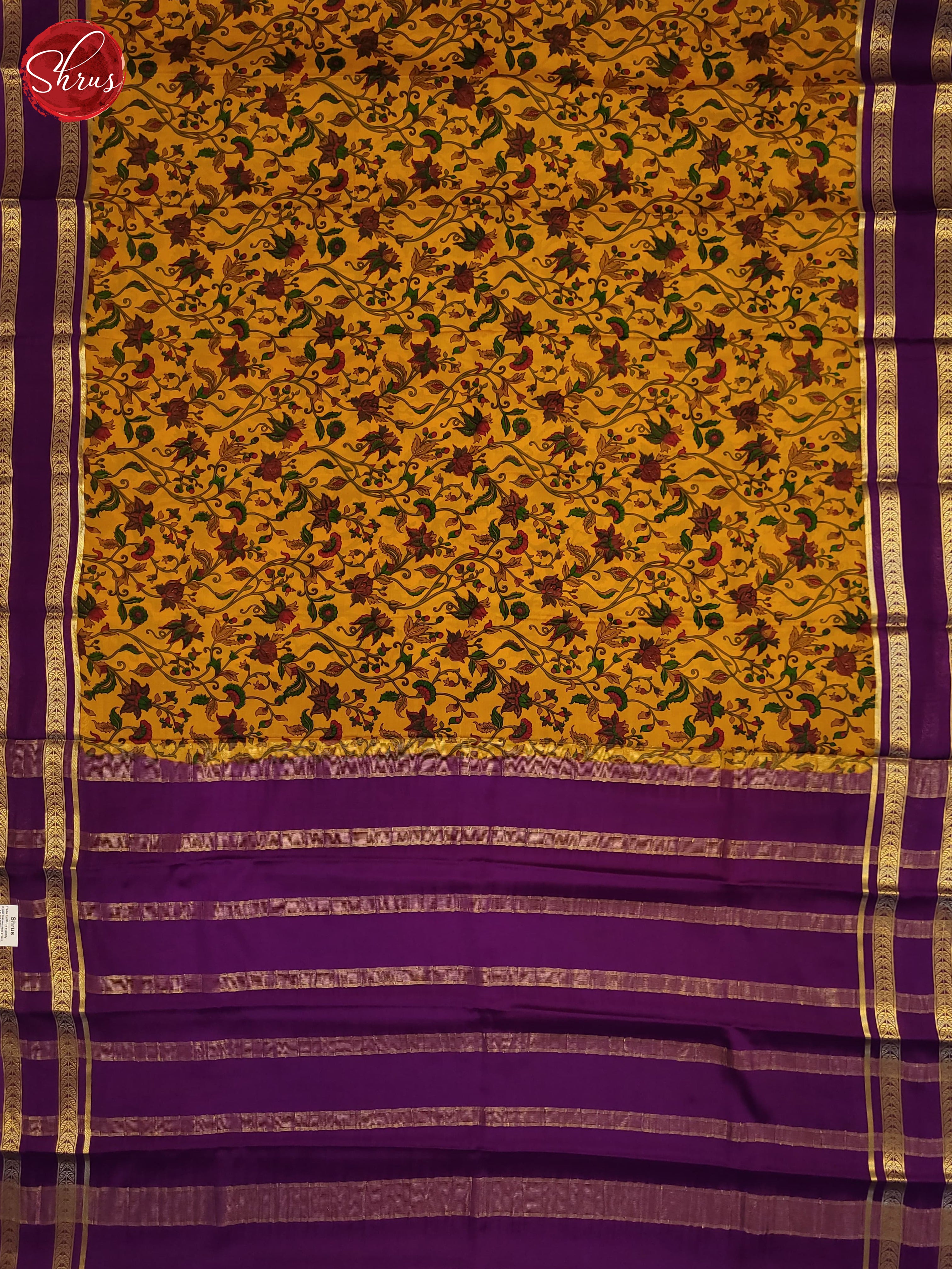 Mustard & Violet- Mysore Silk Saree - Shop on ShrusEternity.com