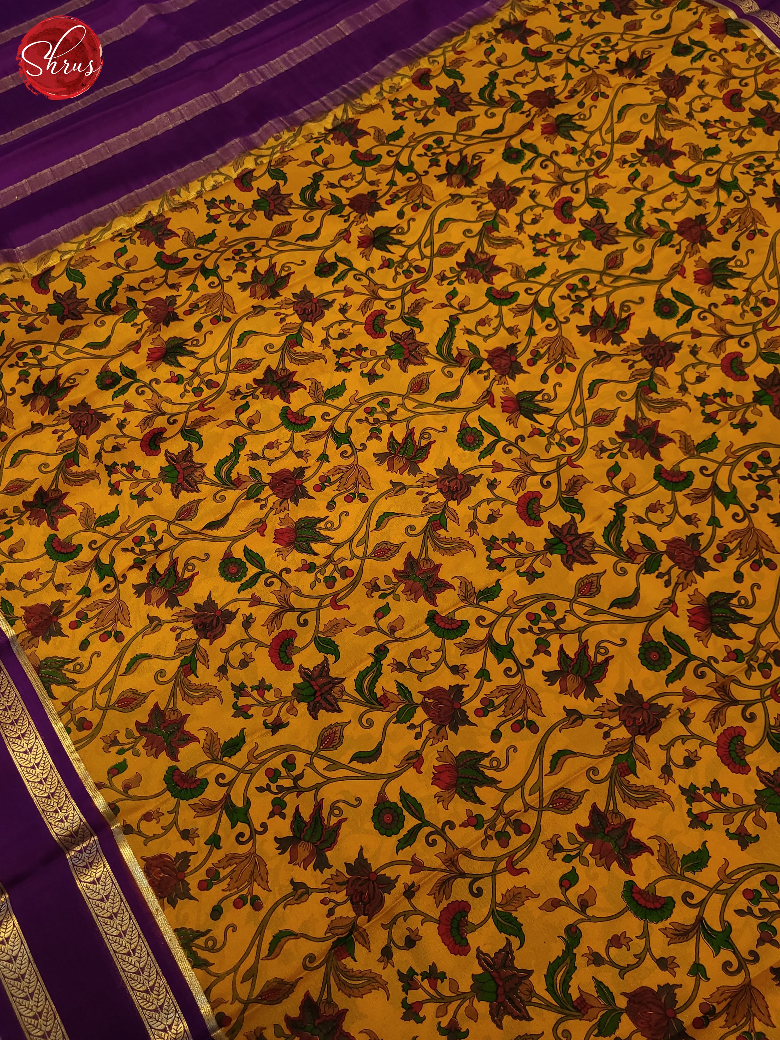 Mustard & Violet- Mysore Silk Saree - Shop on ShrusEternity.com