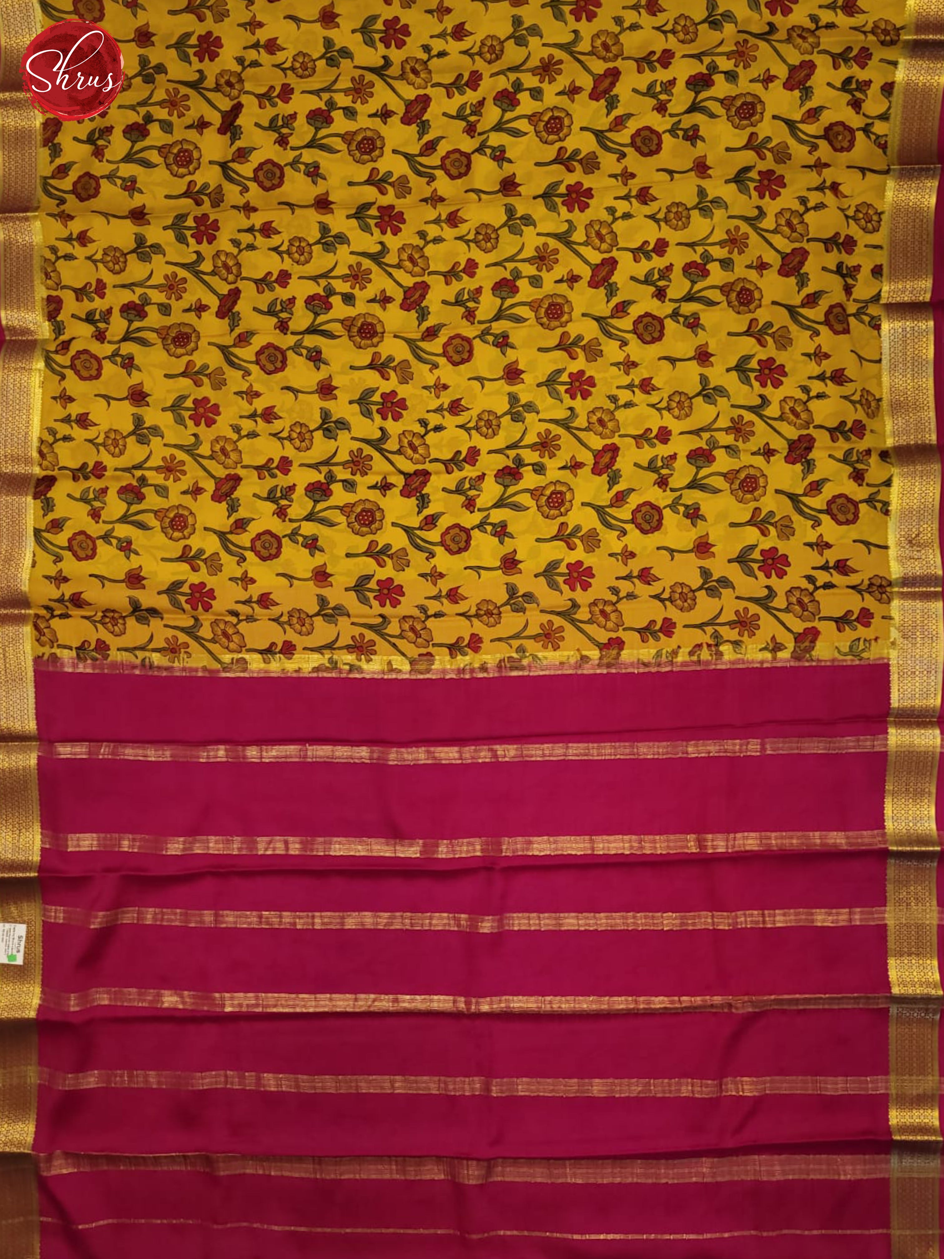 yellow and pink- Mysore Silk Saree - Shop on ShrusEternity.com