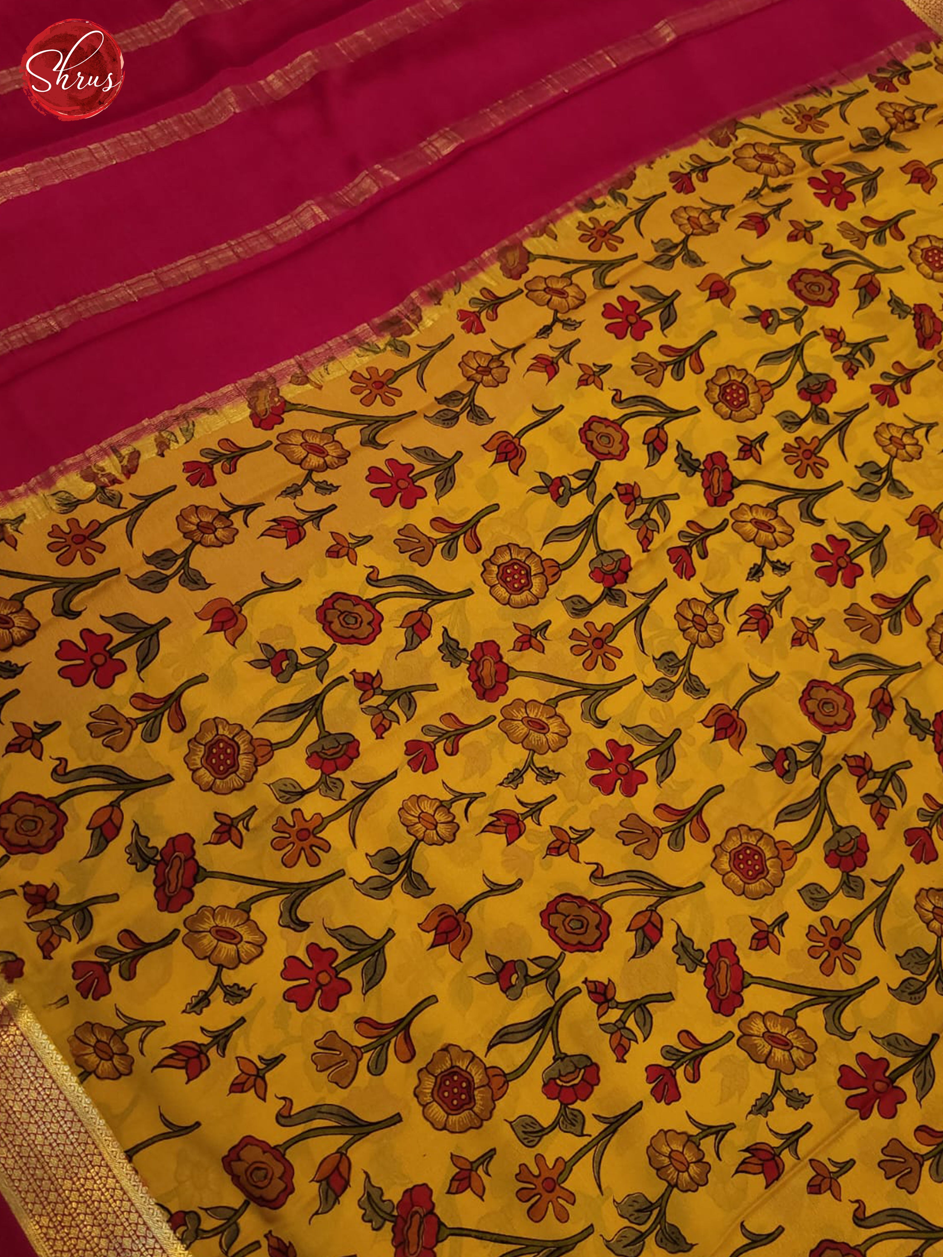 yellow and pink- Mysore Silk Saree - Shop on ShrusEternity.com