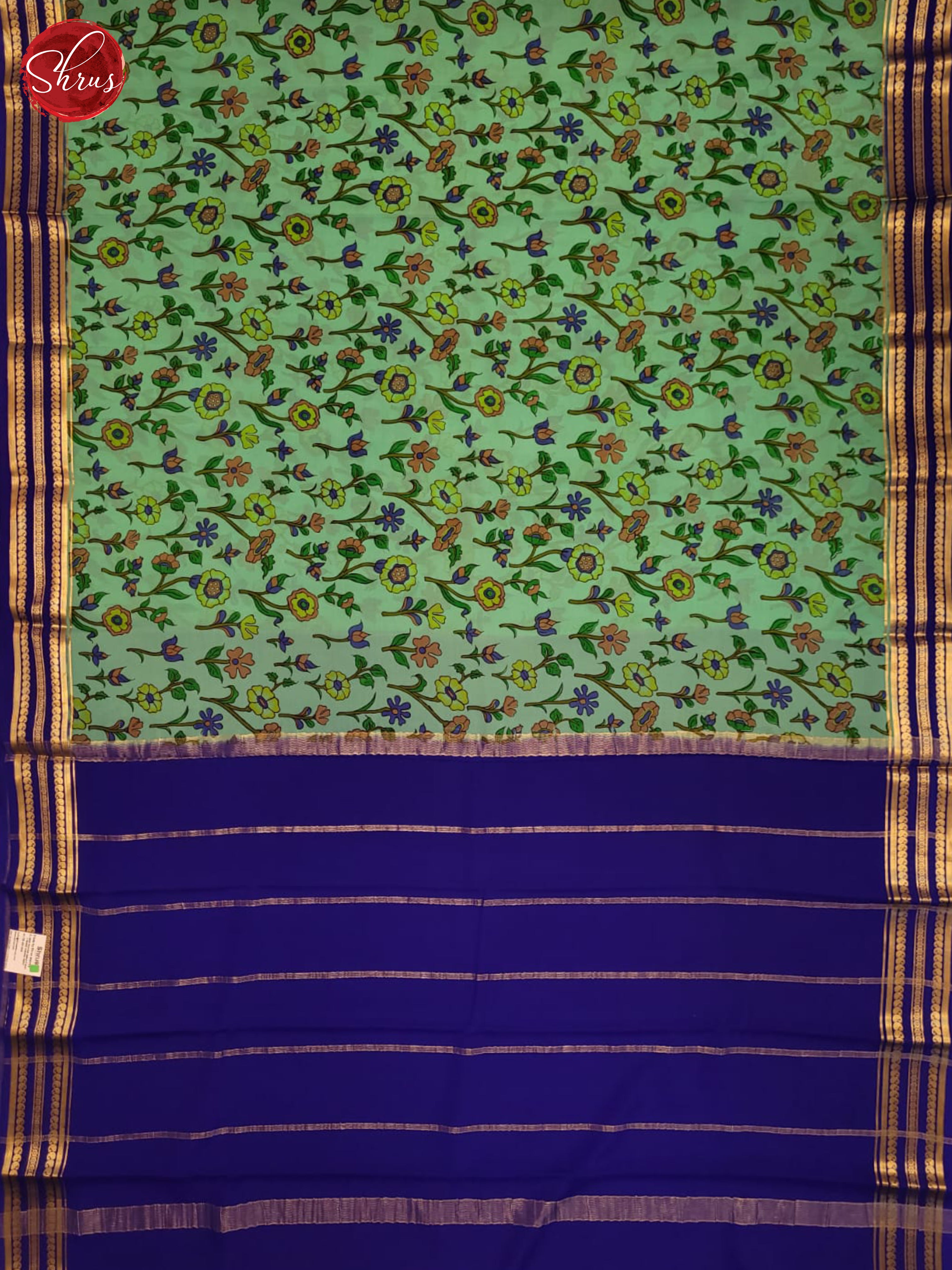 Teal Green and Blue-Mysore Silk - Shop on ShrusEternity.com