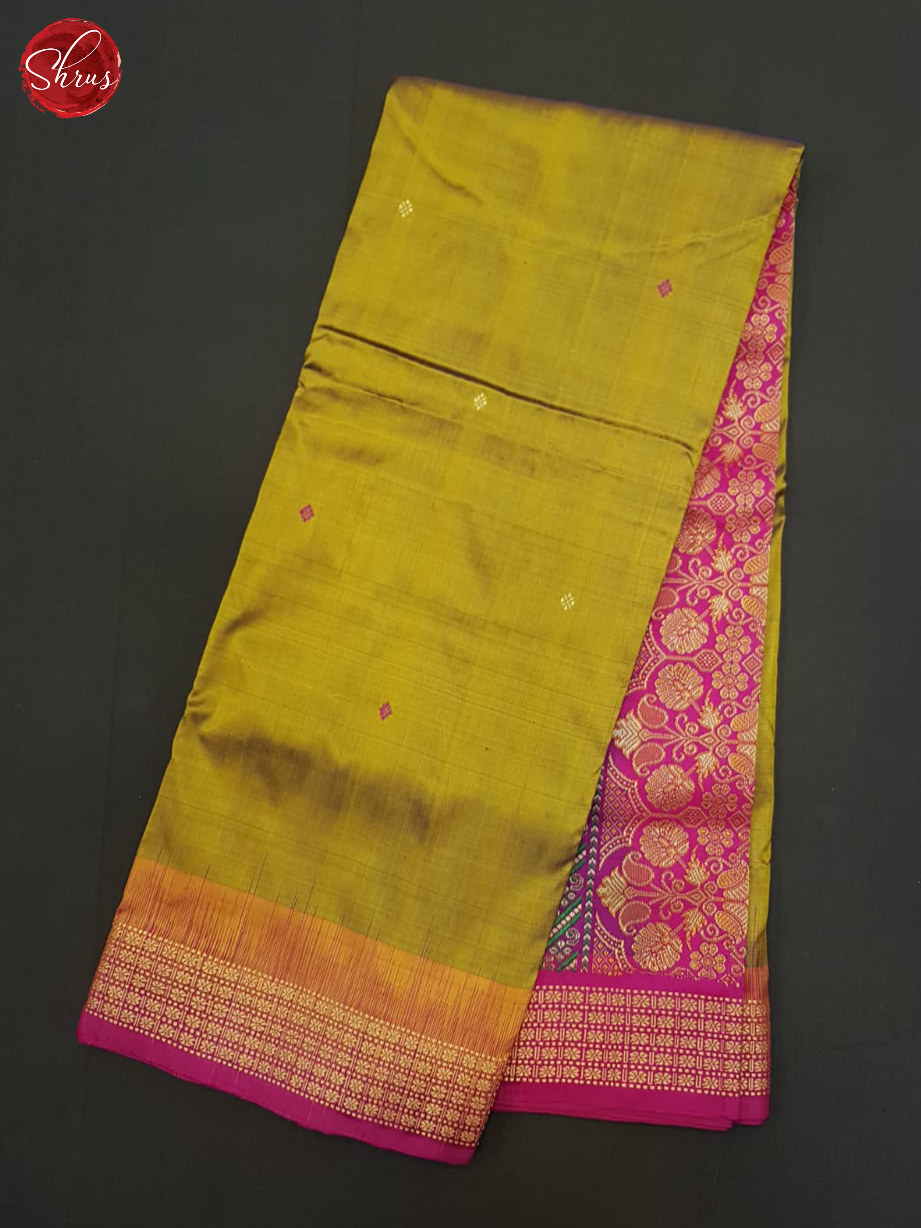 Olive Green & Pink - Odisha Sambalpuri Silk Saree - Shop on ShrusEternity.com