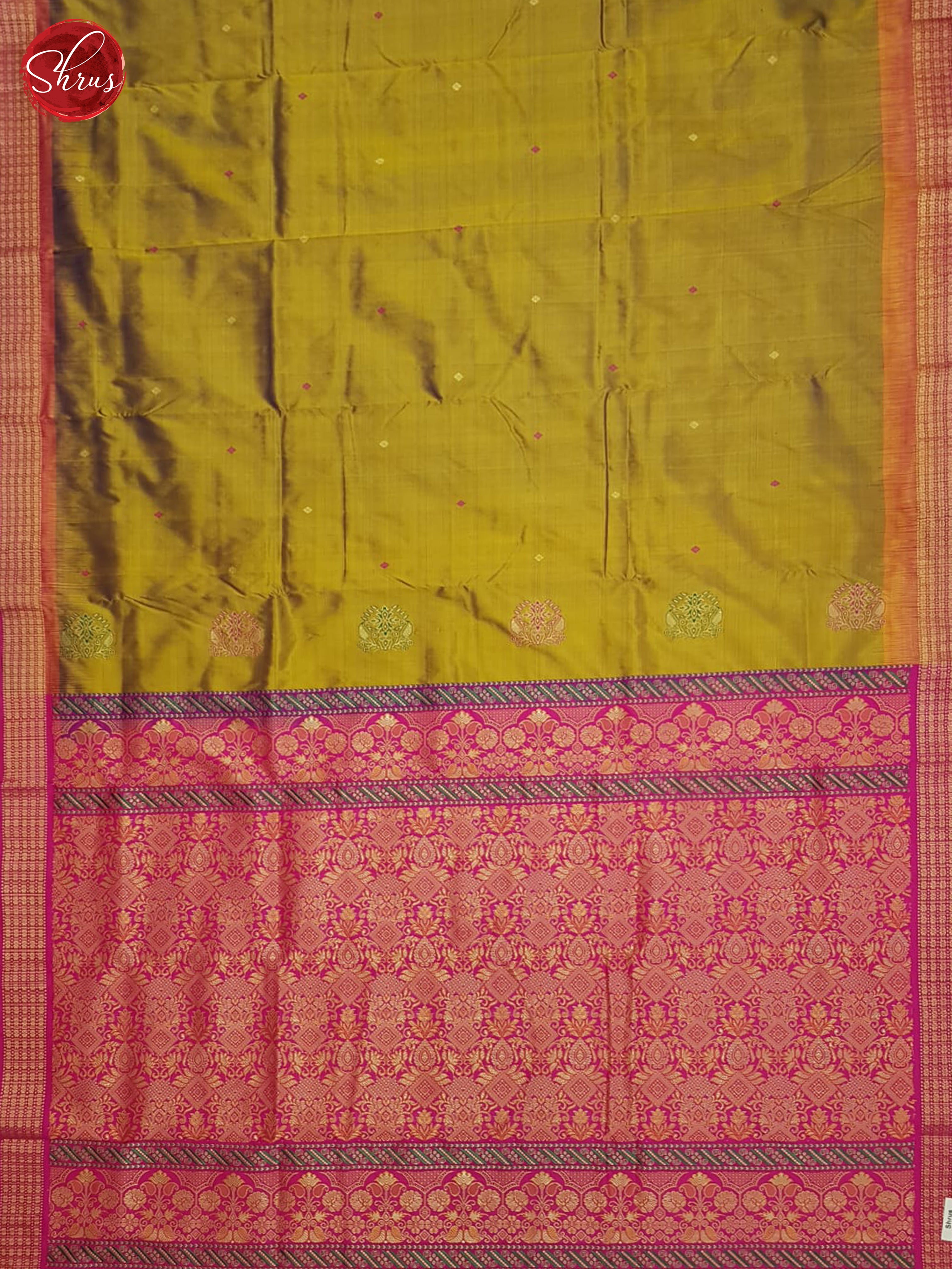 Olive Green & Pink - Odisha Sambalpuri Silk Saree - Shop on ShrusEternity.com