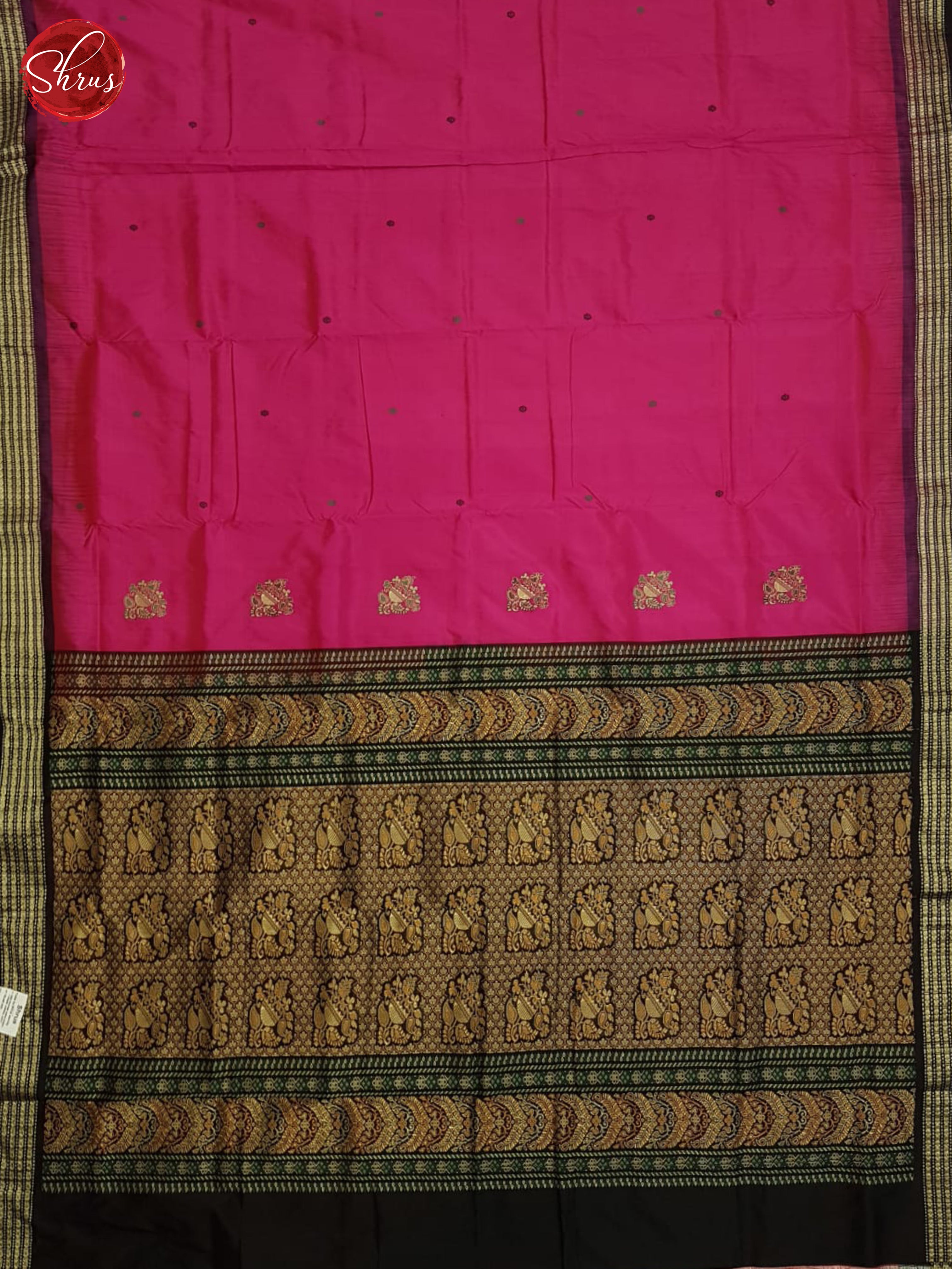 Dark Pink & Black - Odisha Sambalpuri Silk Saree - Shop on ShrusEternity.com