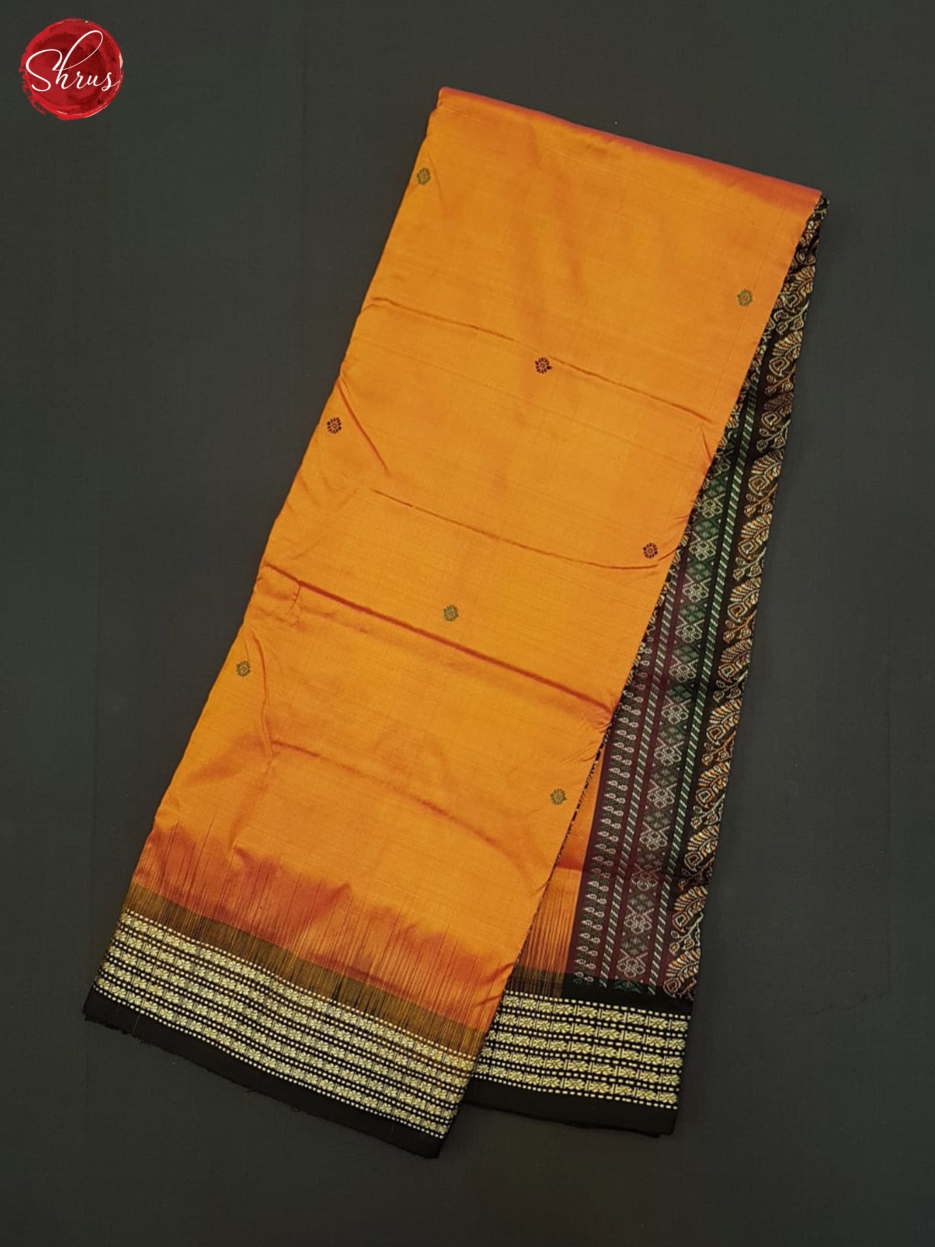 Sunset Orange & Black - Odisha Sambalpuri Silk Saree - Shop on ShrusEternity.com