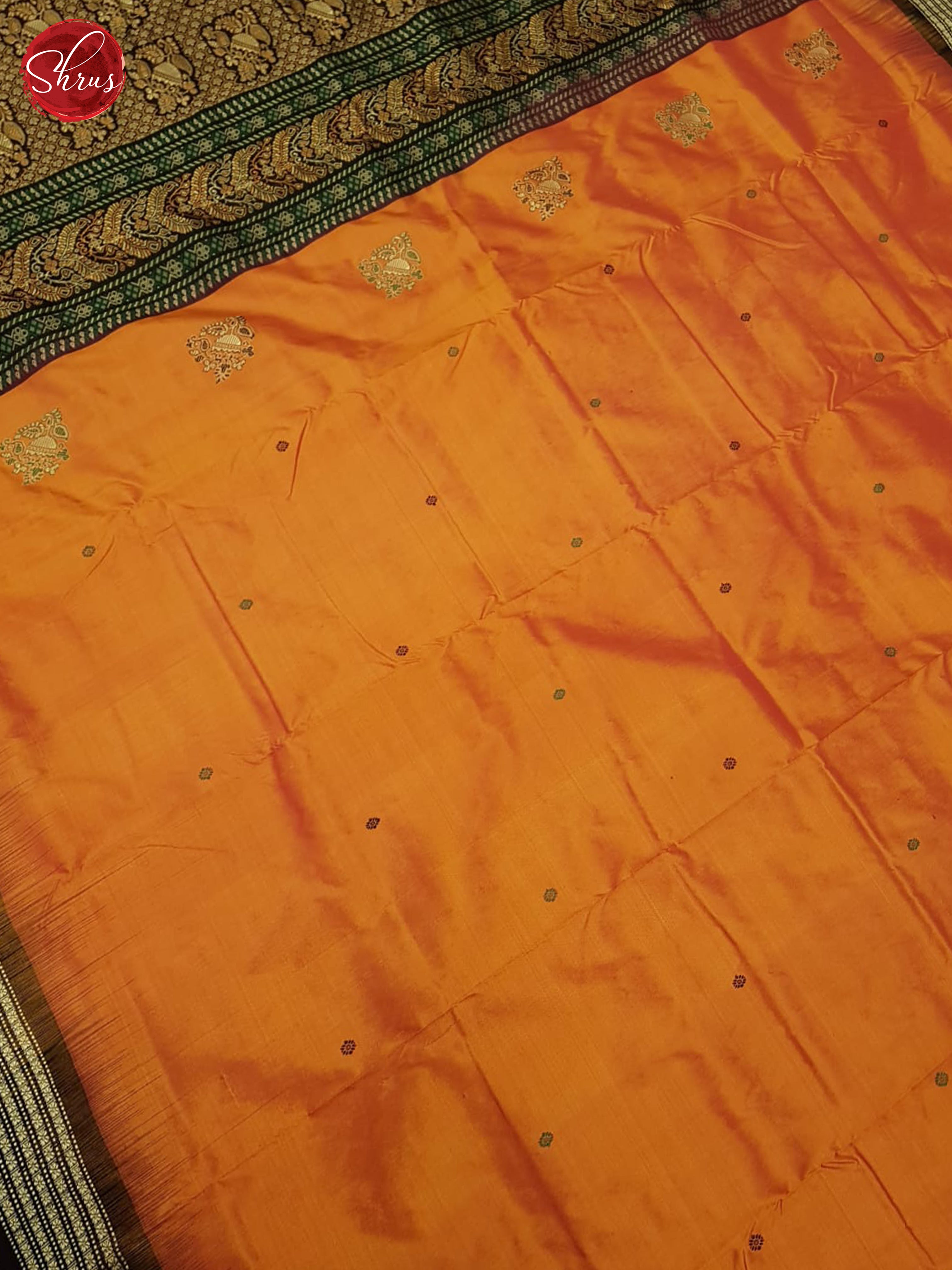 Sunset Orange & Black - Odisha Sambalpuri Silk Saree - Shop on ShrusEternity.com