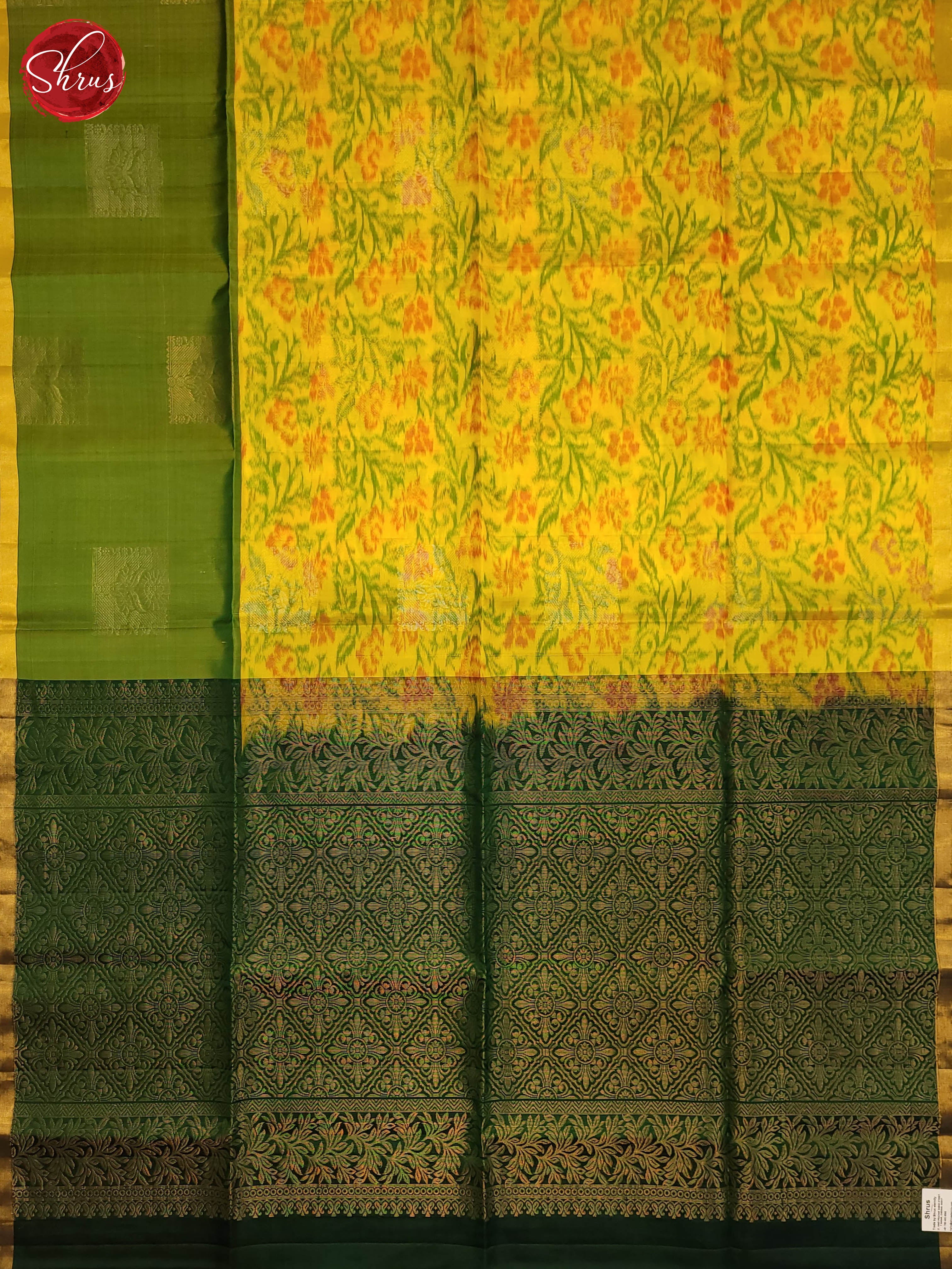 Yellow and Green- Soft Silk Saree - Shop on ShrusEternity.com